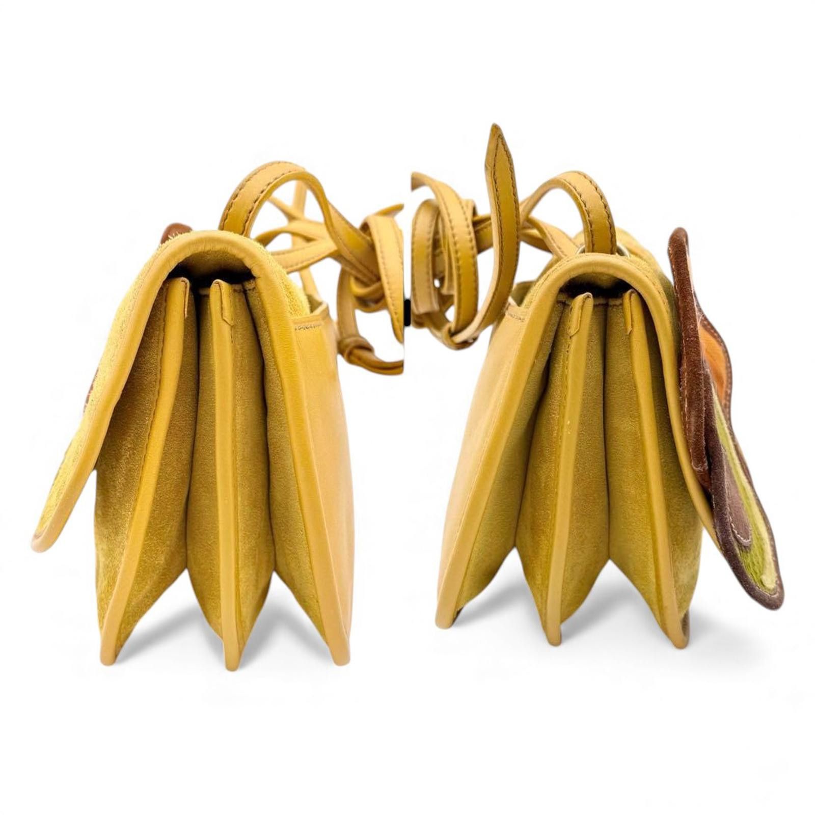 Miu Miu Miu Miu - Yellow Suede Shoulder Bag Decorative Accent Size ONE SIZE - 5 Thumbnail