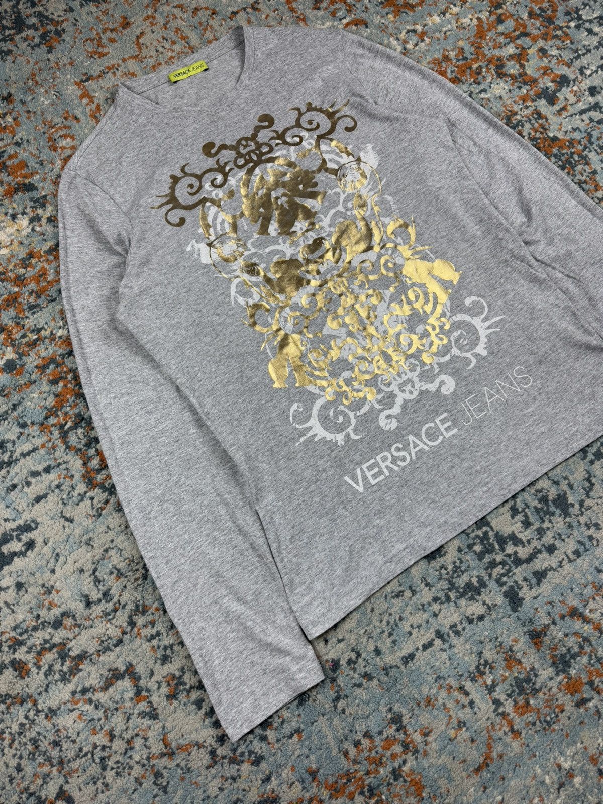 Versace Jeans Couture vintage y2k Versace Jeans gold baroque print long sleeve tee Size US L / EU 52-54 / 3 - 2 Thumbnail