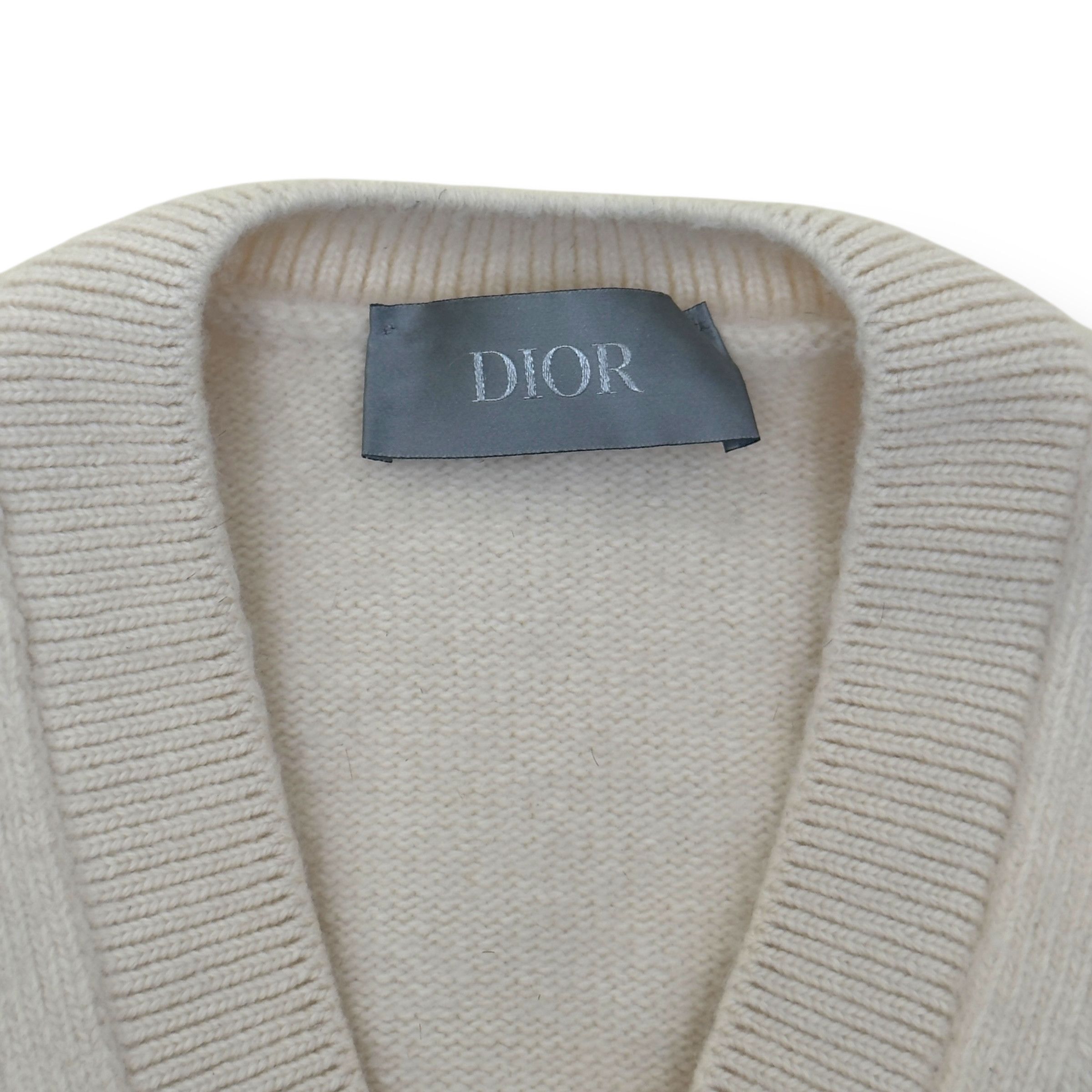 Dior DIOR LOGO-KNIT WOOL VEST CREAM / MULTICOLOURED XL Size US XL / EU 56 / 4 - 3 Thumbnail