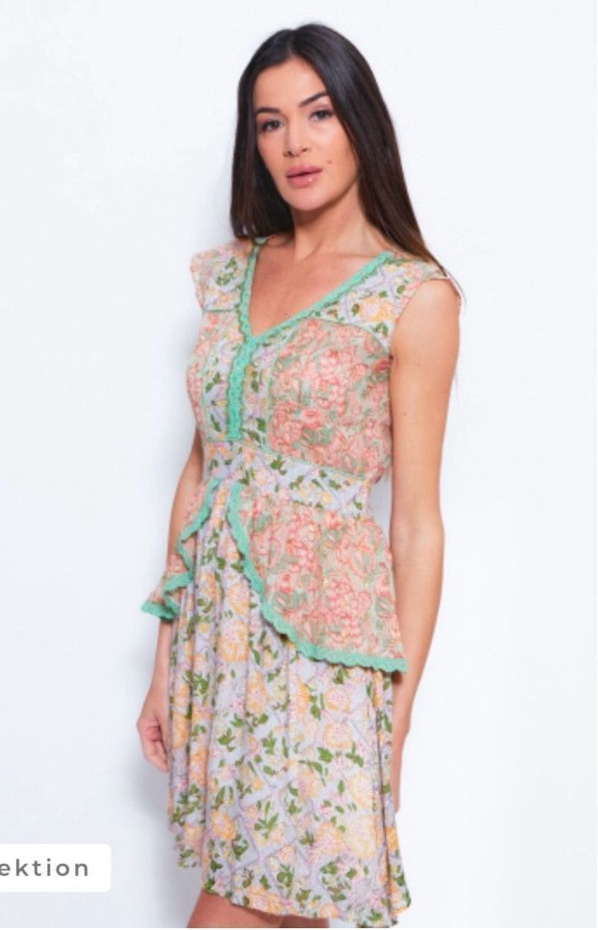 Other Women's Barok Dress M Pink Green Floral Size M / US 6-8 / IT 42-44 - 2 Thumbnail