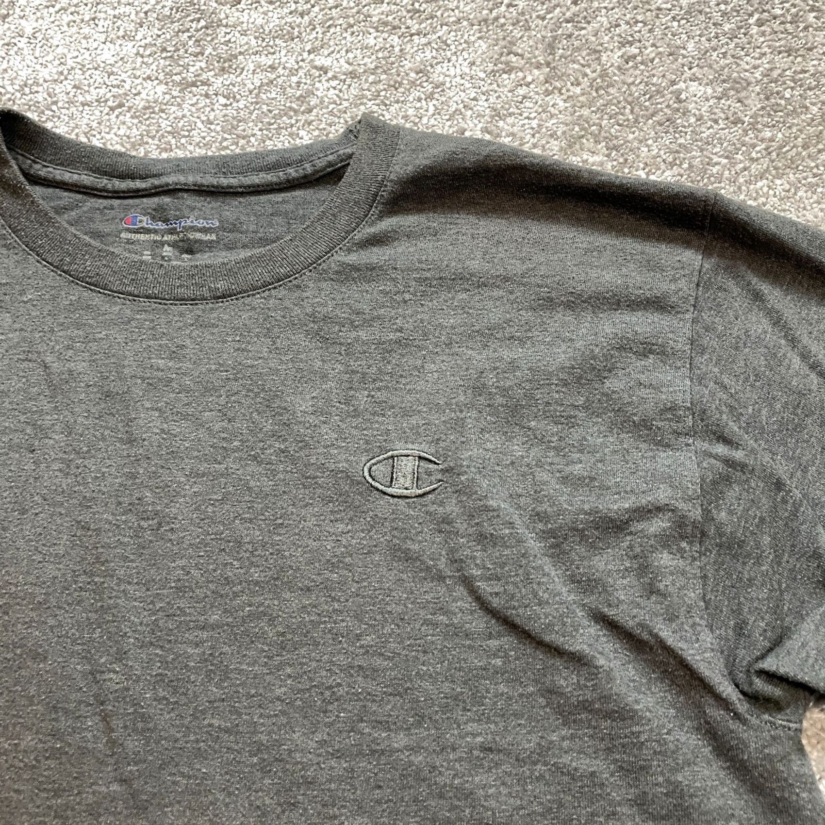 Champion Champion Shirt Mens M Gray Short Sleeve Cotton Logo Basic Gym Adult Tee Size US M / EU 48-50 / 2 - 2 Thumbnail