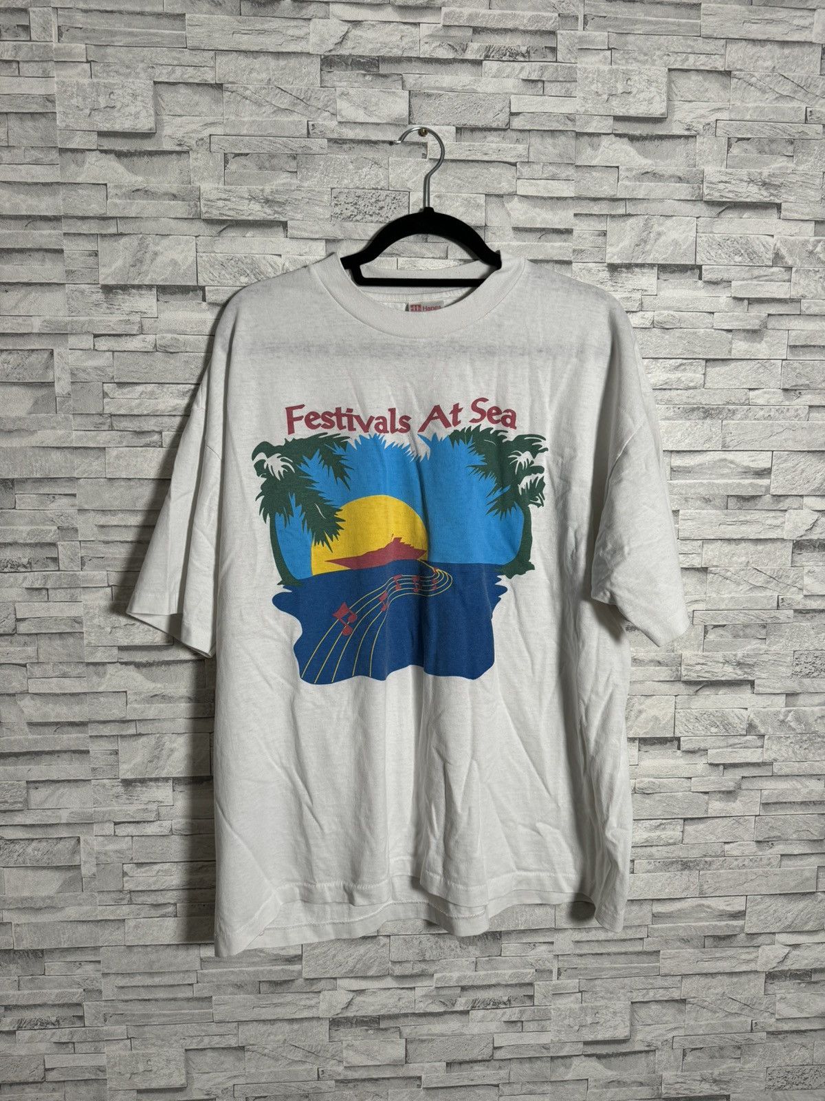 Band Tees Vintage Single Stitch “Festivals at Sea” T‑Shirt White - L Size US L / EU 52-54 / 3 - 1 Thumbnail