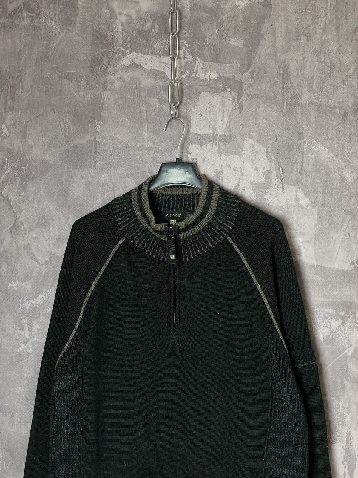 Armani Y2K Avant Garde Style Armani Jeans 1/3 Zip Striped Sweater Size US XL / EU 56 / 4 - 2 Thumbnail