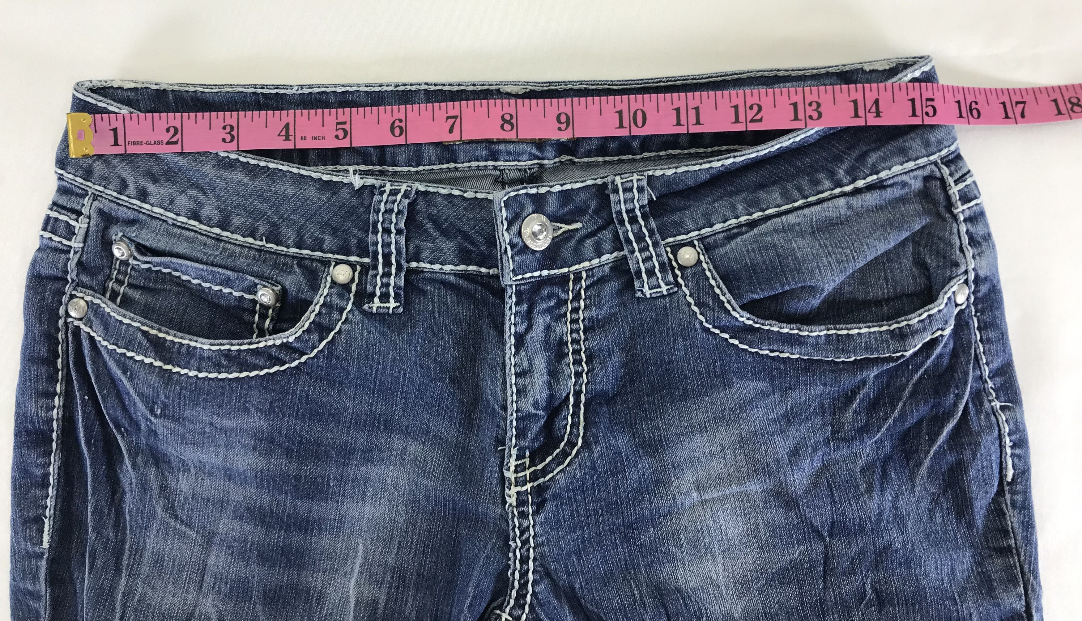 If Six Was Nine Vintage Japanese Super Flare Jeans Blue Washed Denim Size 30" / US 8 / IT 44 - 14 Thumbnail
