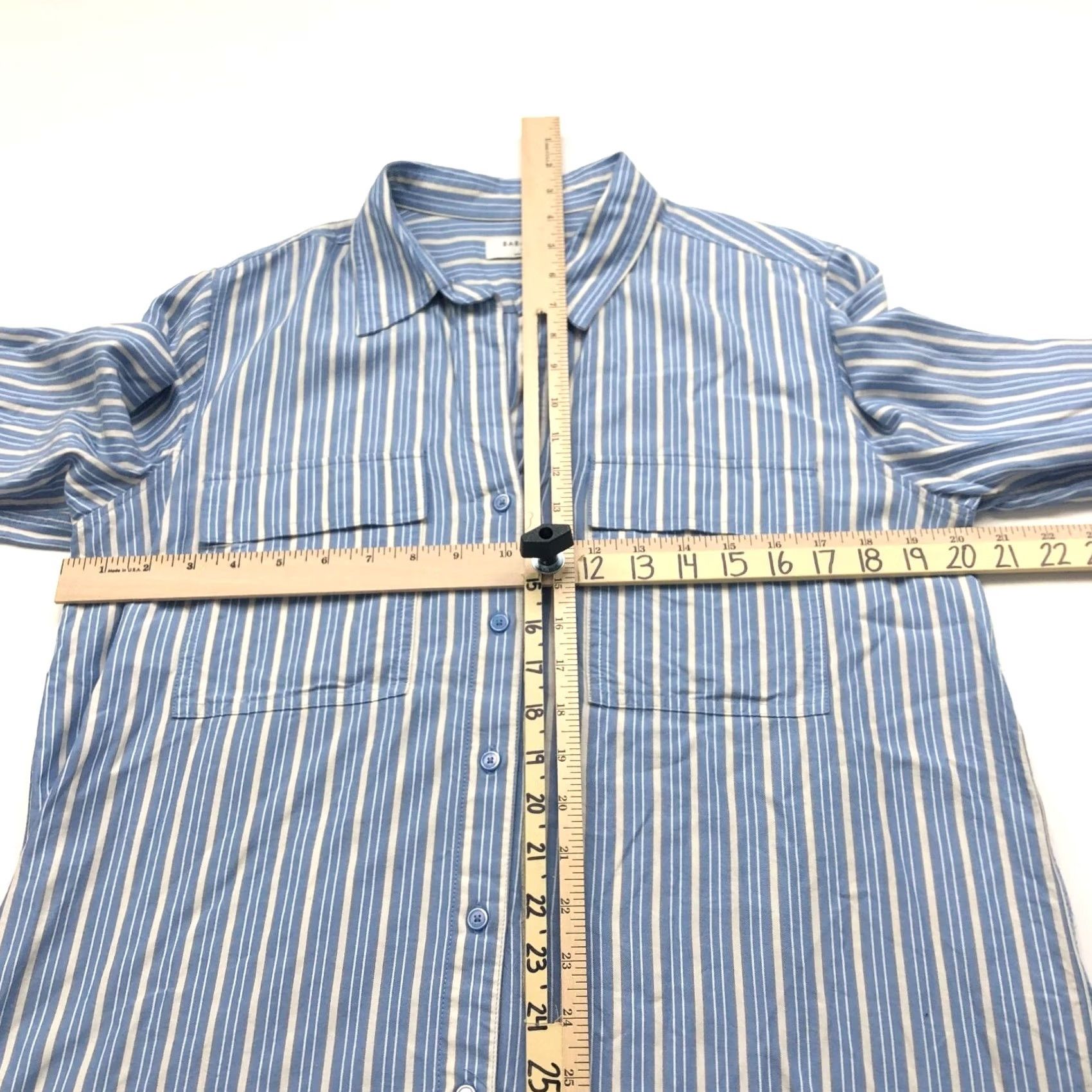 Vintage Babaton Shirt Tunic Long Sleeve Striped Button-Up Lyocell Tencel Blue M Women Adult Regular Casual Vintage No Size M / US 6-8 / IT 42-44 - 6 Thumbnail