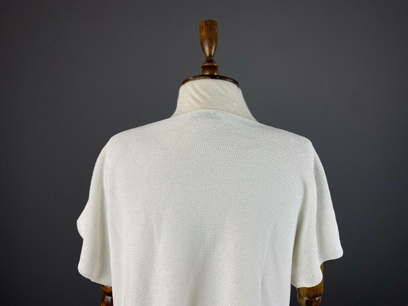 Oscar De La Renta Oska White Cotton Crew Neck Knited Blouse Shirt Size M / US 6-8 / IT 42-44 - 7 Thumbnail