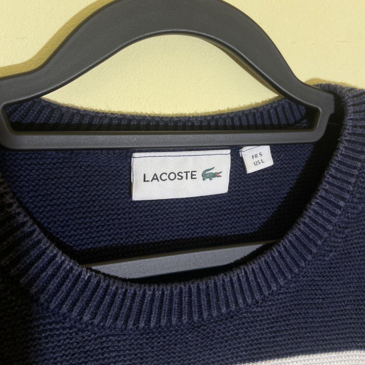 Lacoste 🔵 Lacoste Blue Striped Wool Sweater — L/5 Size US L / EU 52-54 / 3 - 6 Thumbnail