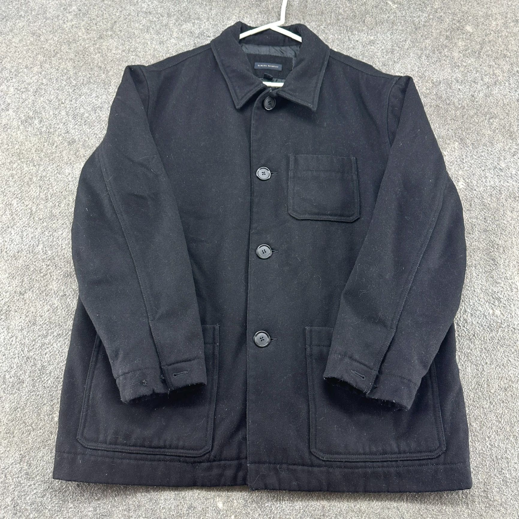 Banana Republic VINTAGE Banana Republic Jacket Mens XL Black Wool Chore Barn Coat Lined 90s Overcoat Size US XL / EU 56 / 4 - 2 Thumbnail