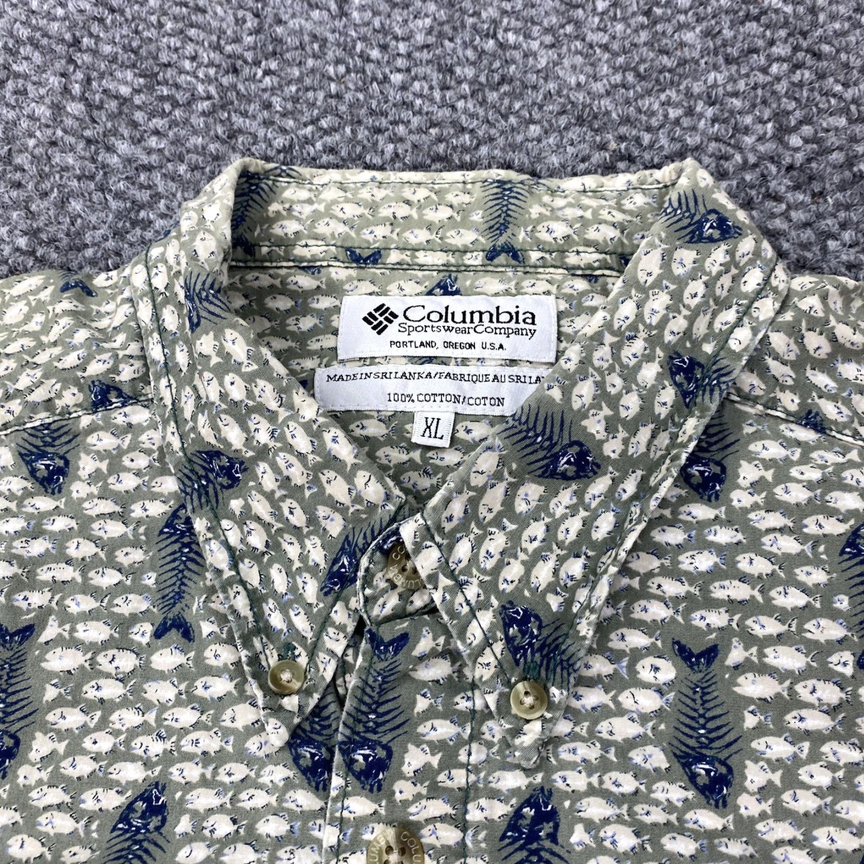 Vintage VINTAGE Columbia Shirt Mens XL Green Short Sleeve Button-Down Cotton Fish Print Fishing No. Size US XL / EU 56 / 4 - 4 Thumbnail