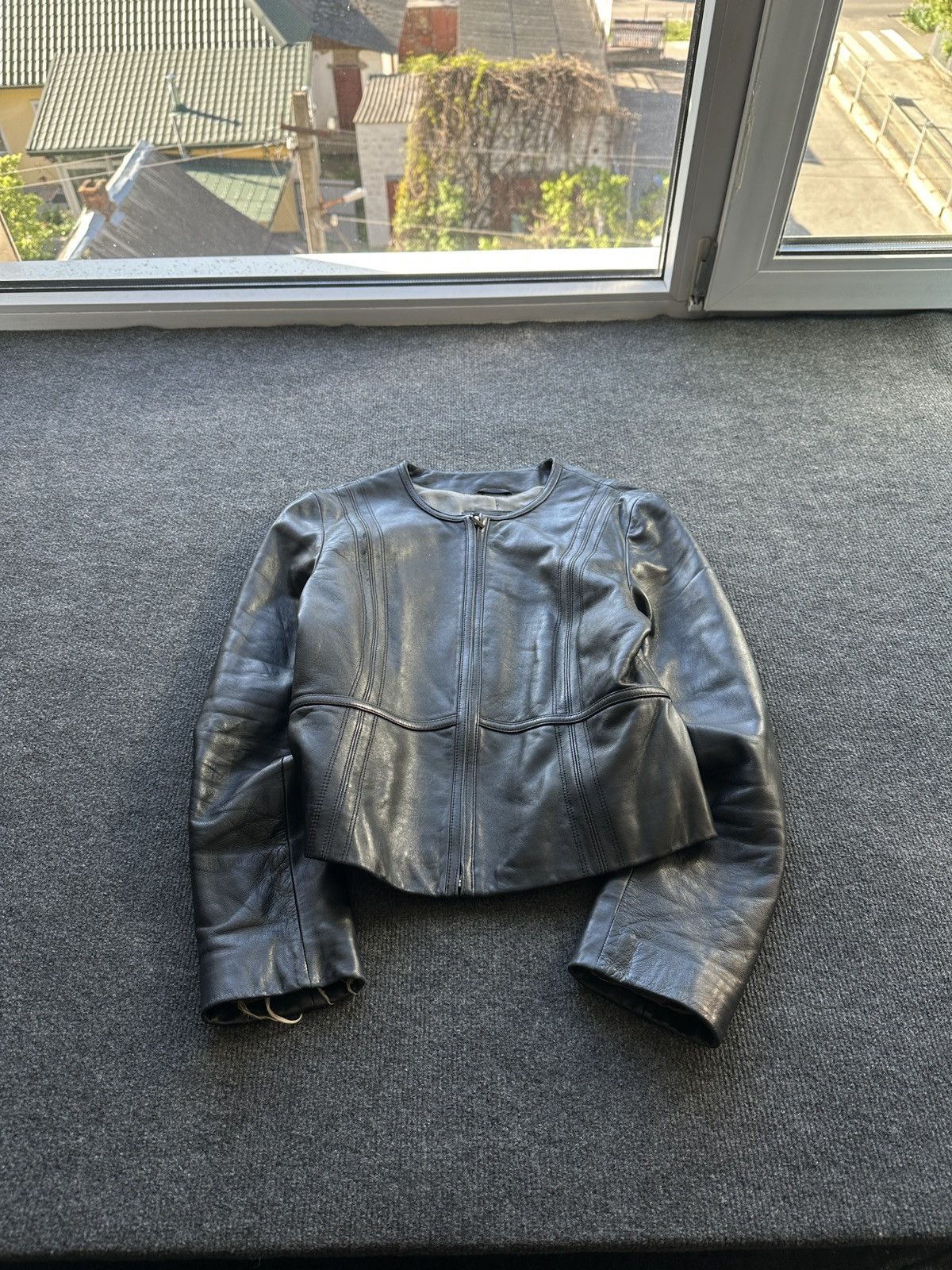 Other 🚨Y2K RICK OWENS TYPE DIRTY SLIM FIT ZIP LEATHER JACKET Size M / US 6-8 / IT 42-44 - 2 Thumbnail