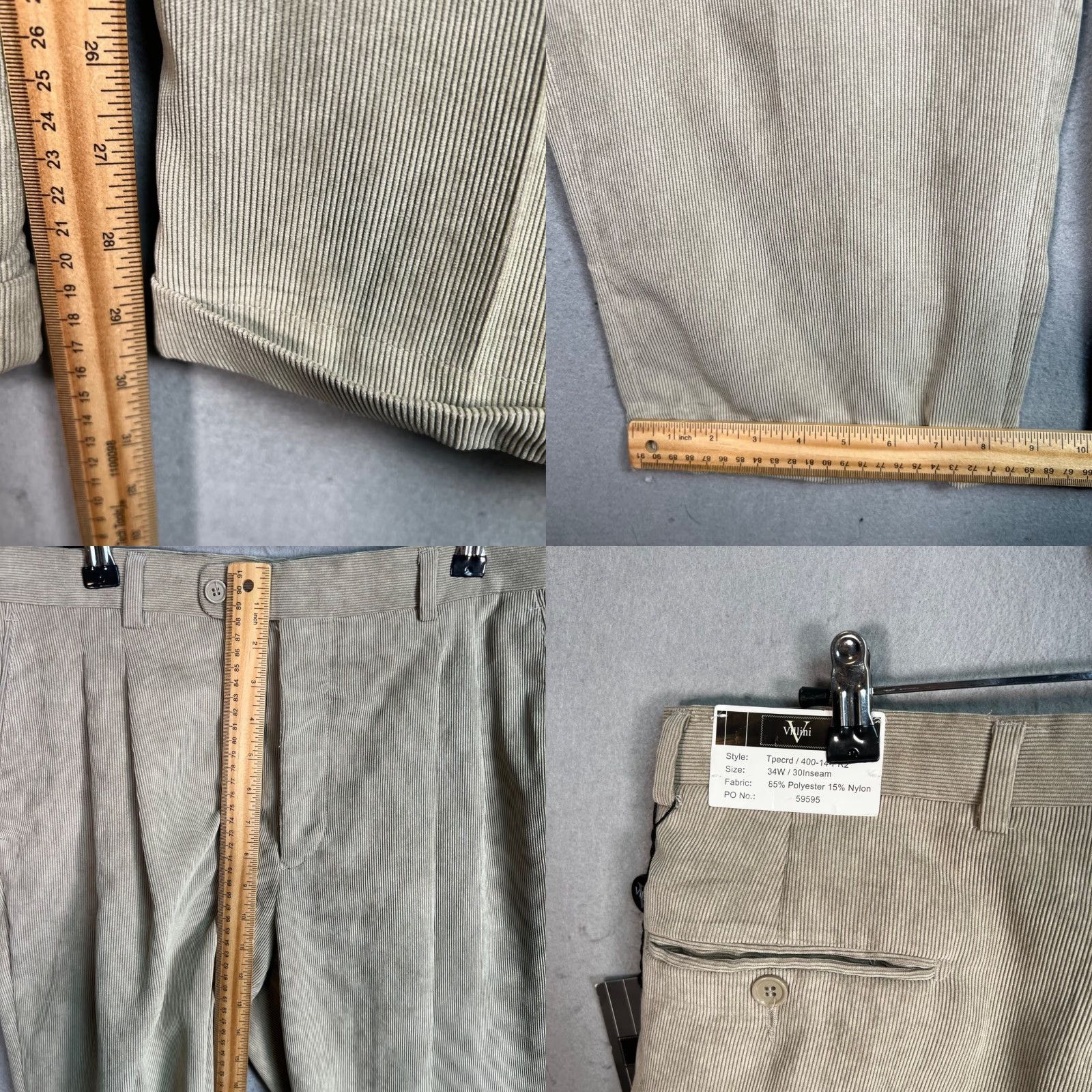 Vintage Villini Beige Pleated Trousers Mens Size 34 x 30 Polyester Blend Dress Pants Size US 34 / EU 50 - 8 Thumbnail