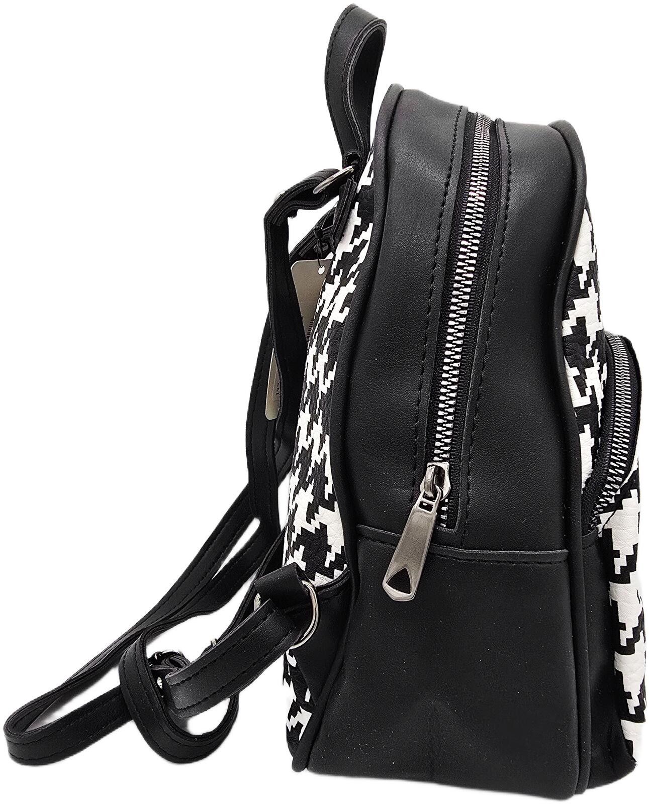 The Unbranded Brand Black and White Houndstooth Pattern Backpack Size ONE SIZE - 4 Thumbnail