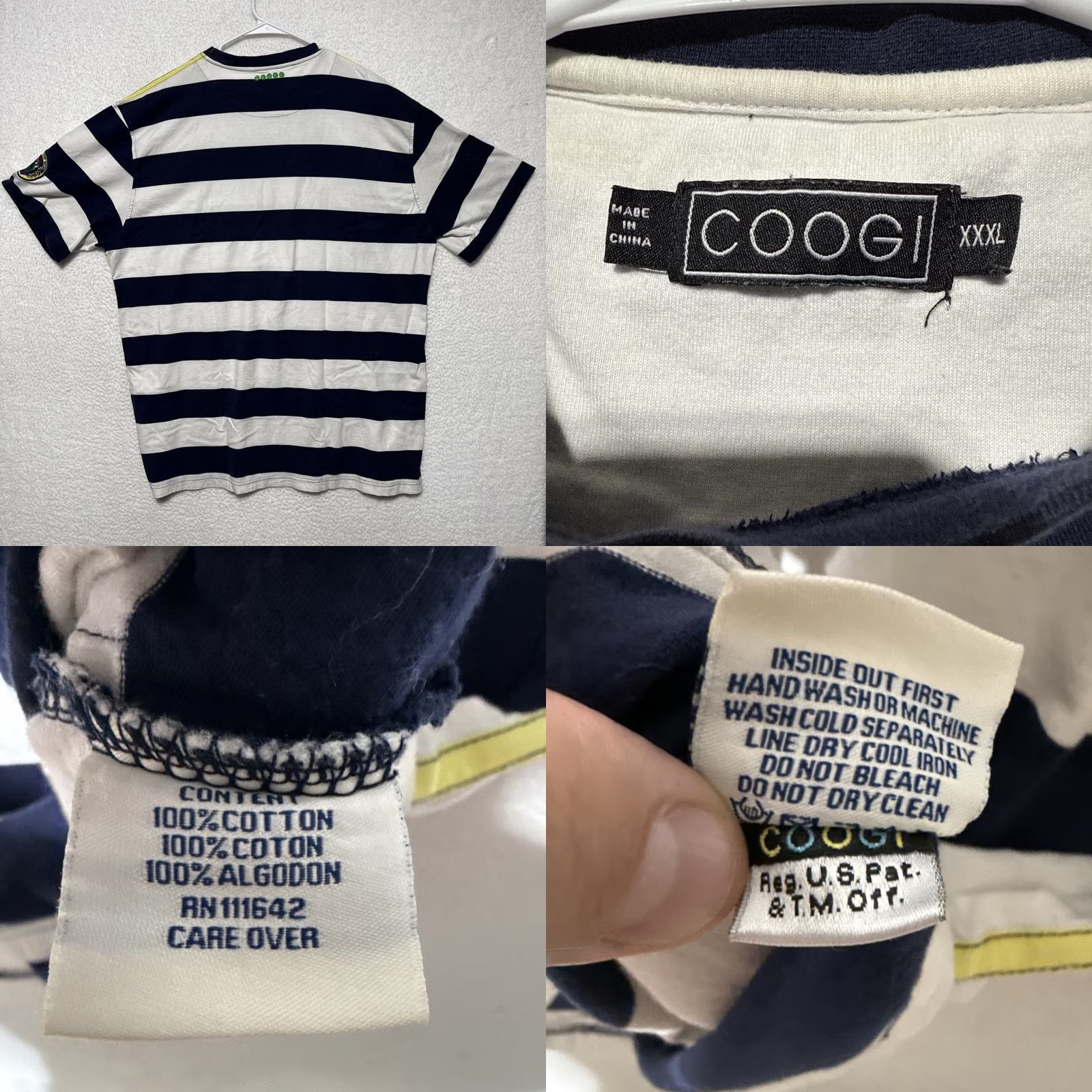 Coogi COOGI T-Shirt Men’s 3XL Short Sleeve Striped White Blue Embroidered Logo Size US 39 - 8 Thumbnail