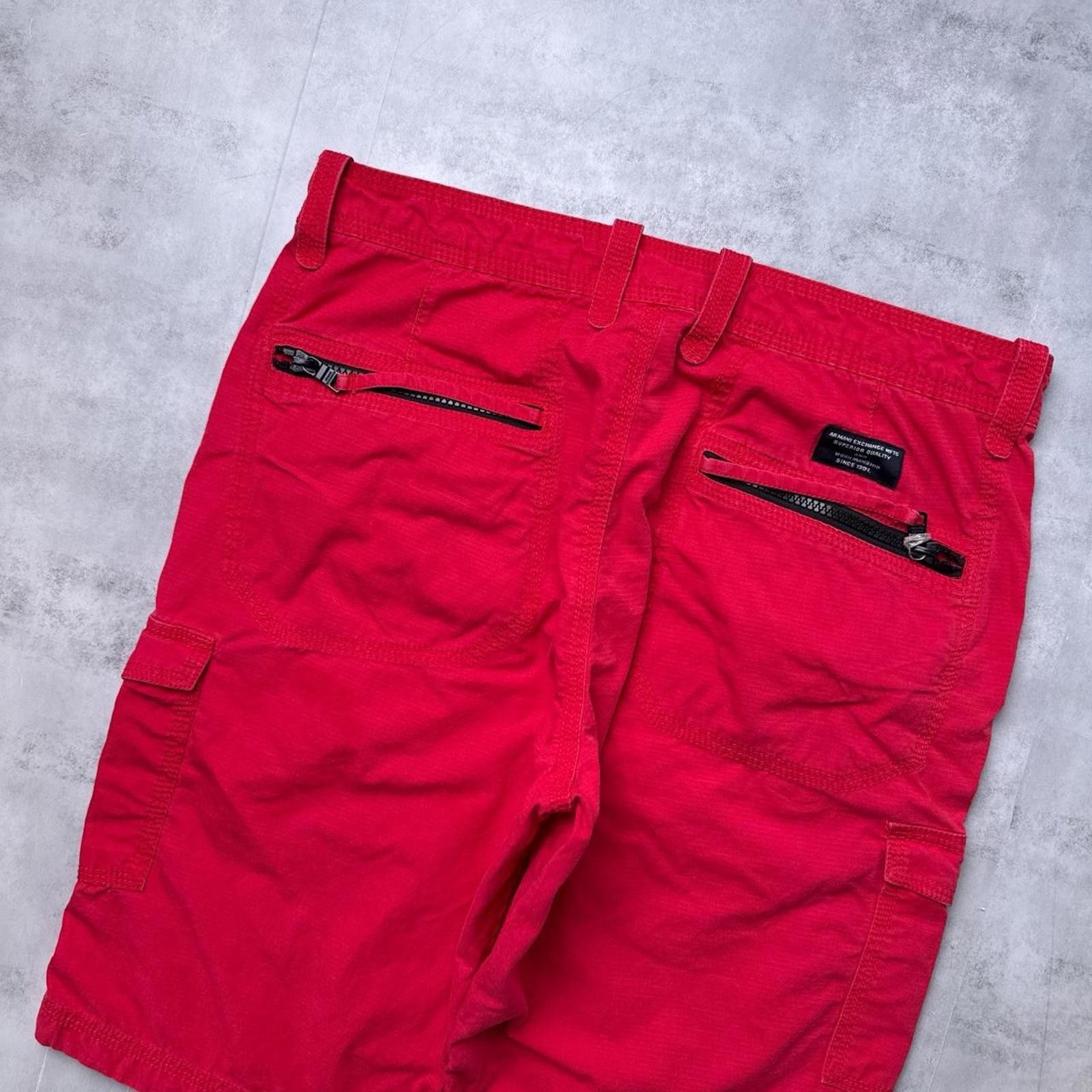 Armani Exchange Y2K Armani Exchange Cargo 00s Red Zipper Pockets Shorts Size US 29 - 3 Thumbnail