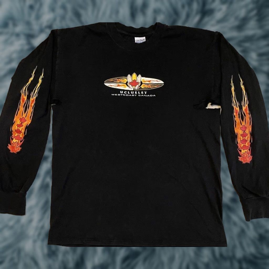 JNCO Vtg Thrashed Faded Flame Shirt L Grunge Biker Punk Fire Skate Surf Y2K 90s Jnco Size US L / EU 52-54 / 3 - 1 Thumbnail