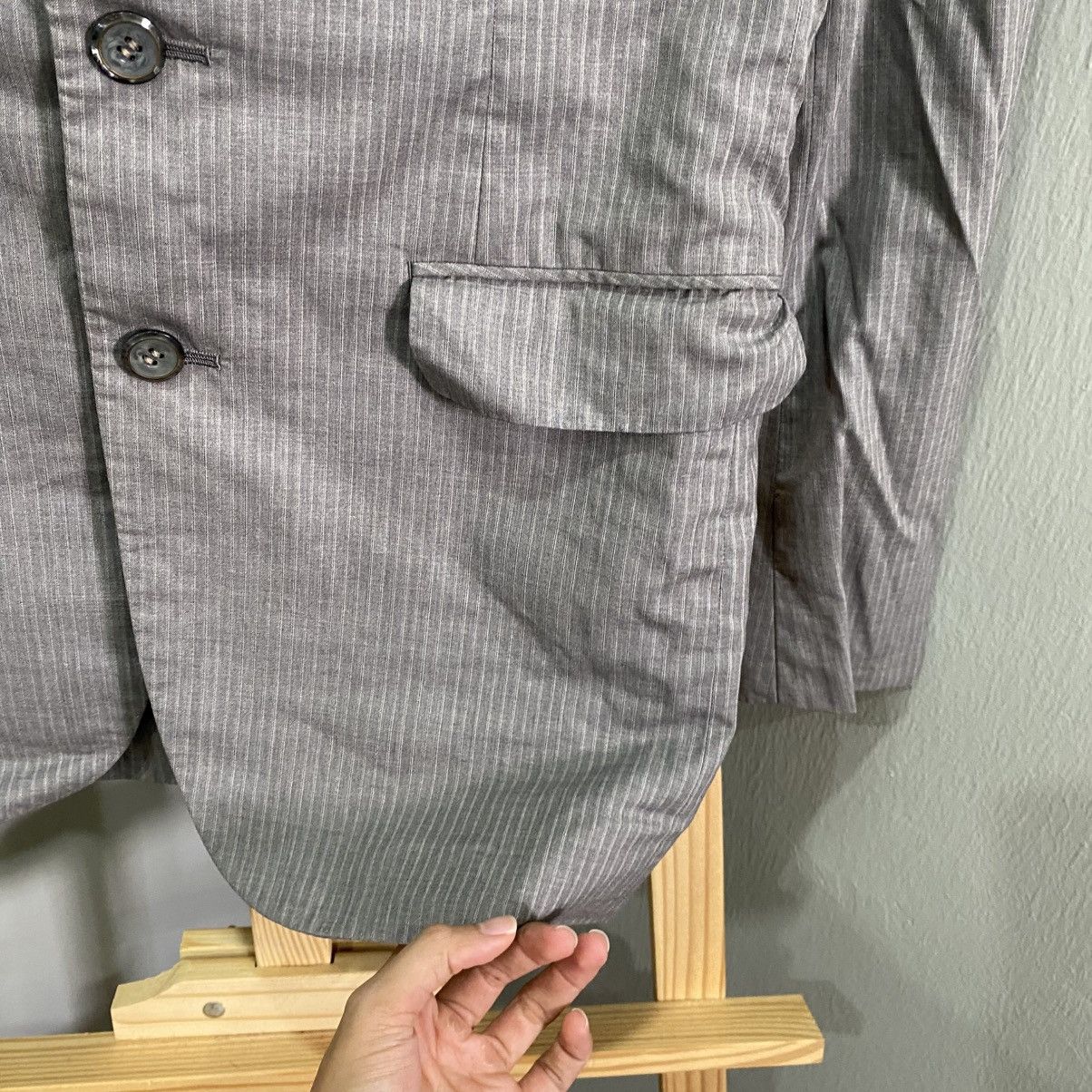 Loro Piana Loro Piana Fabric Pinstripe Wool Silk Blazer Jacket - Grey Size US S / EU 44-46 / 1 - 8 Thumbnail
