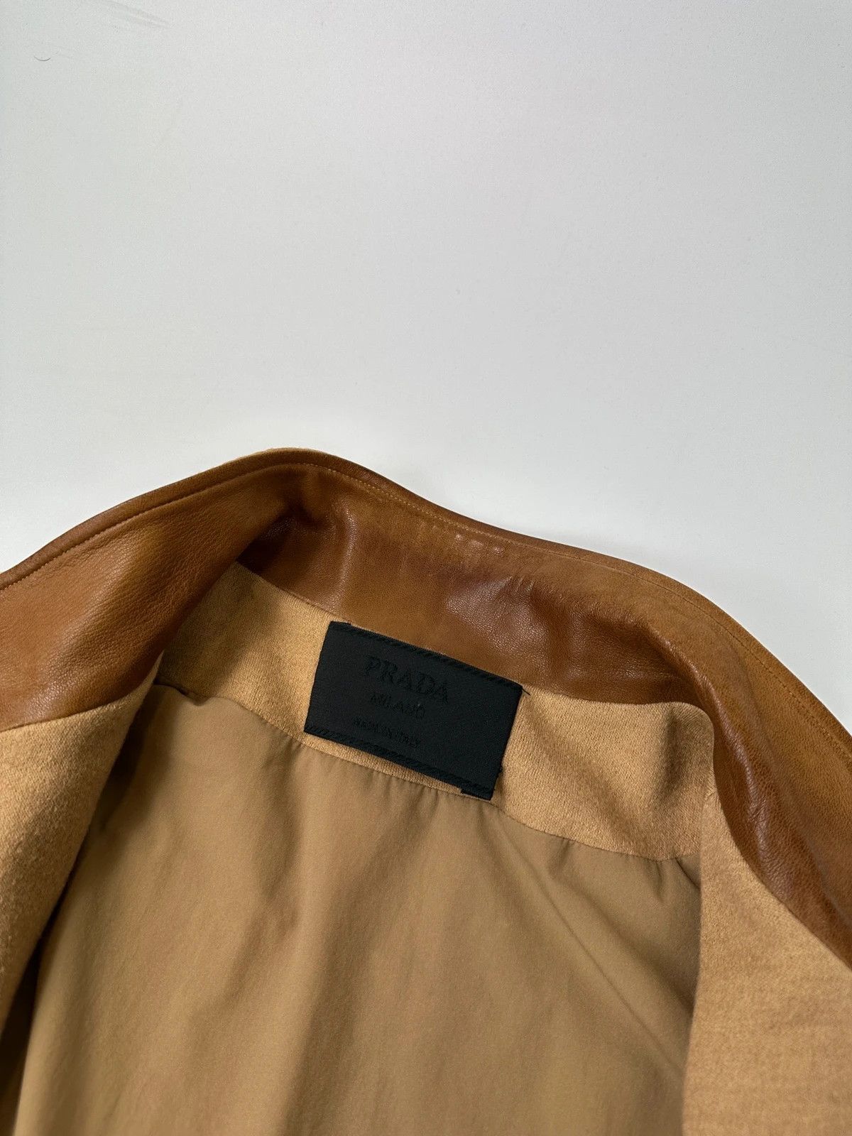Prada Prada Milano FW2000 Beige Brown Wool & Leather Bomber Jacket Size US M / EU 48-50 / 2 - 13 Thumbnail