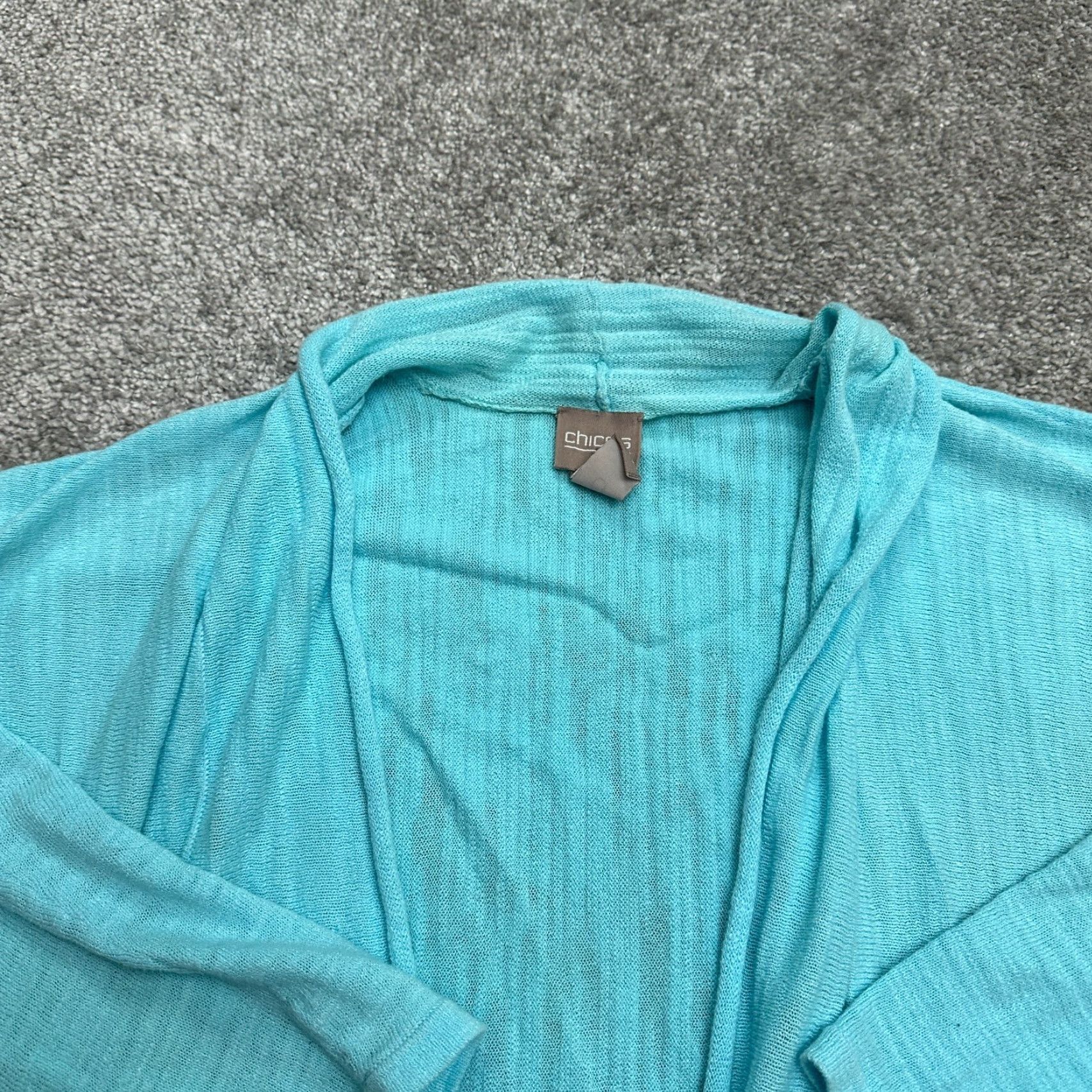 Vintage Chico's Cardigan Women Small Blue Lightweight Knit Open Casual Breathable Cotton Sweater Travel Designer Classic Womens Size S / US 4 / IT 40 - 3 Thumbnail