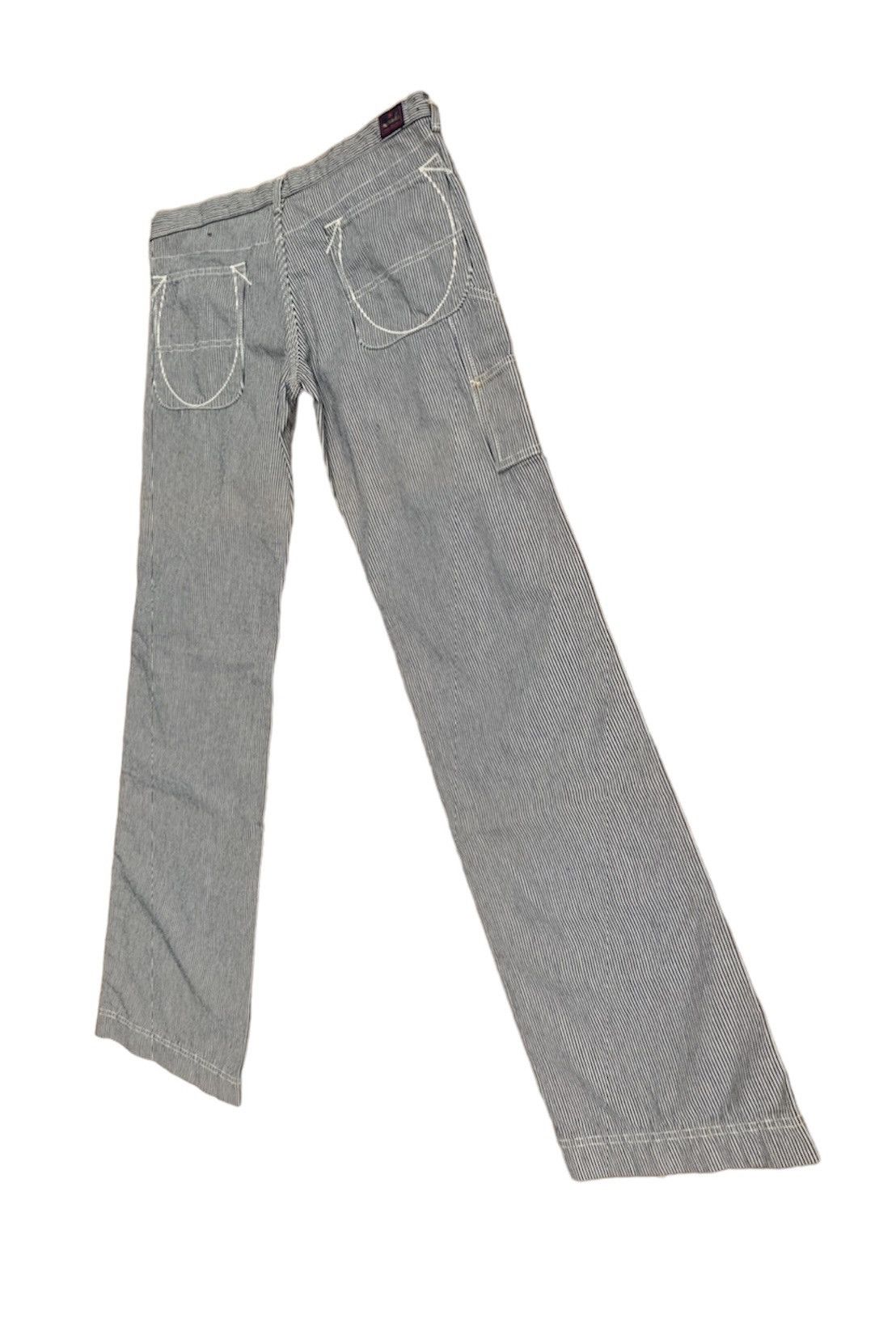 Japanese Brand × Vintage Nana-La Baggy Flare Carpenter Hickory Stripe Pants Size 31" - 3 Thumbnail