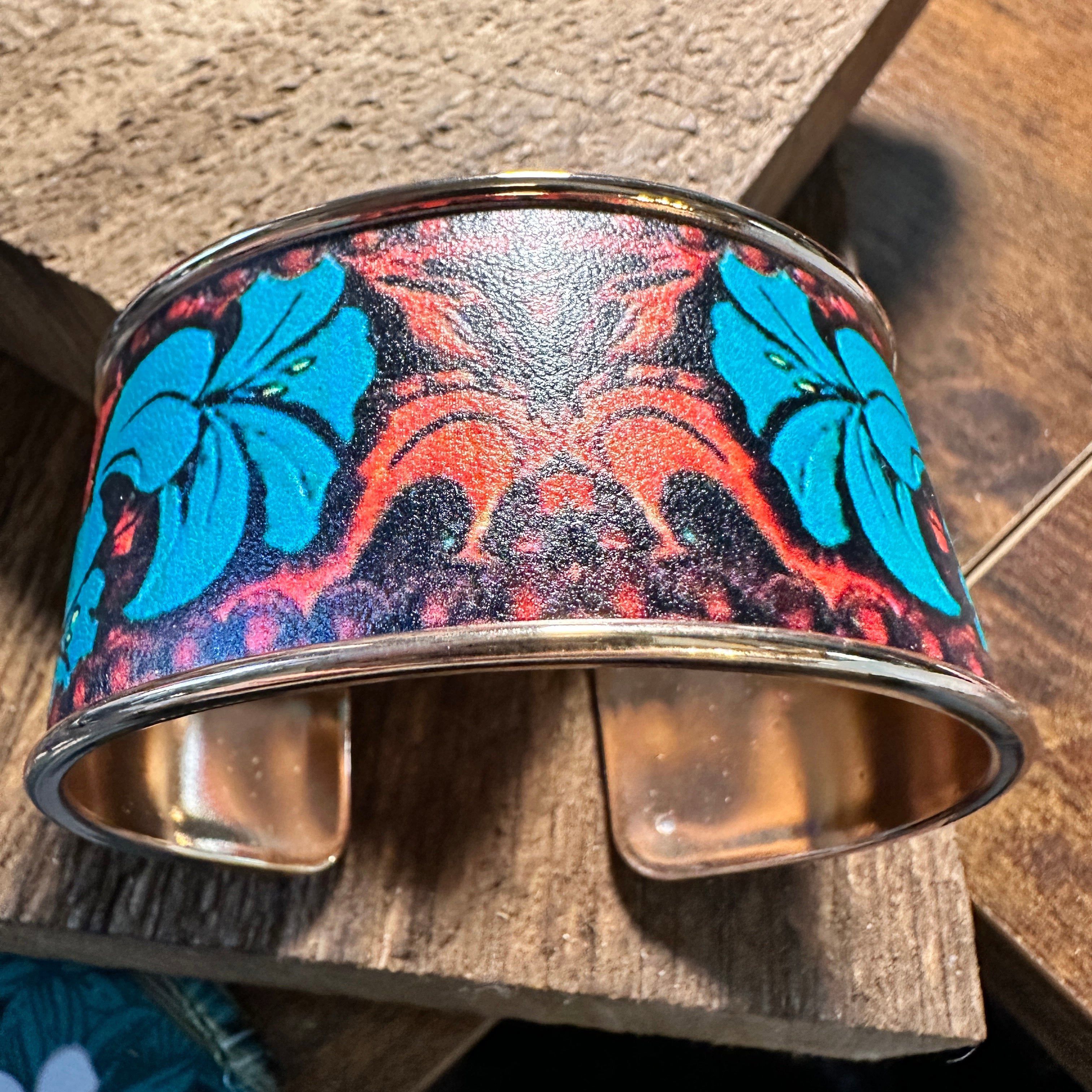 Other Boho Native American Floral Wide Cuff Bangle Bracelet, Ships Size ONE SIZE - 4 Thumbnail