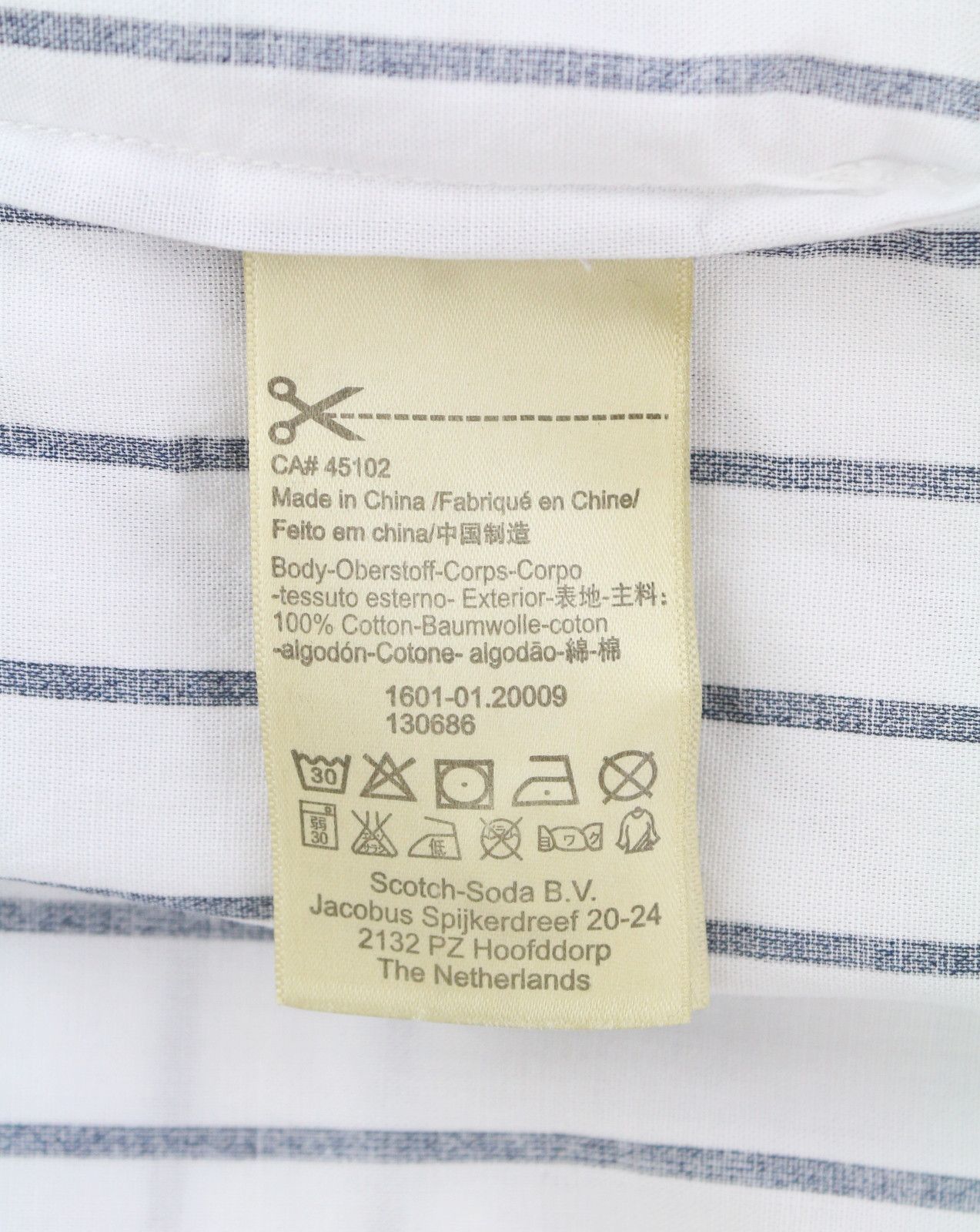 Scotch & Soda M White Pinstriped Long Fit Button-Up Shirt 89102 Size US M / EU 48-50 / 2 - 5 Thumbnail