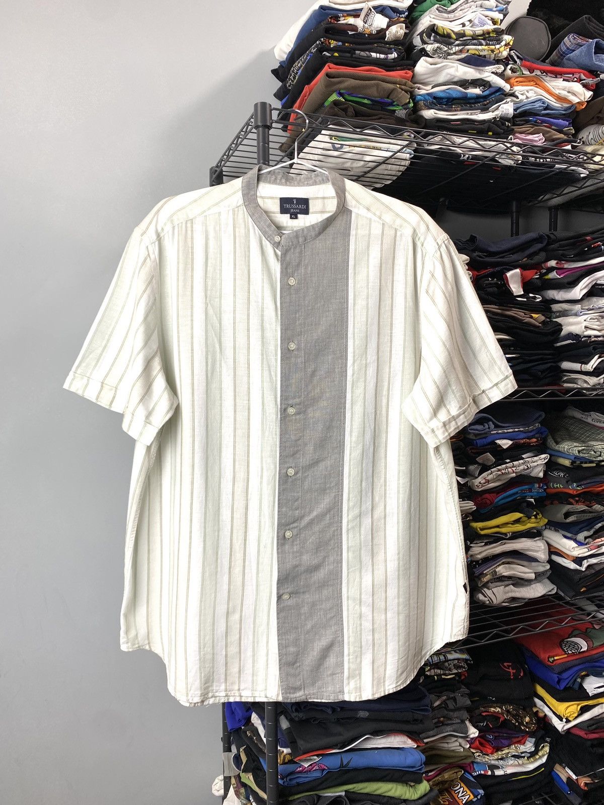 Trussardi Rare! Vintage Trussardi Jeans Linen Shirt Cotton Size US XL / EU 56 / 4 - 1 Thumbnail