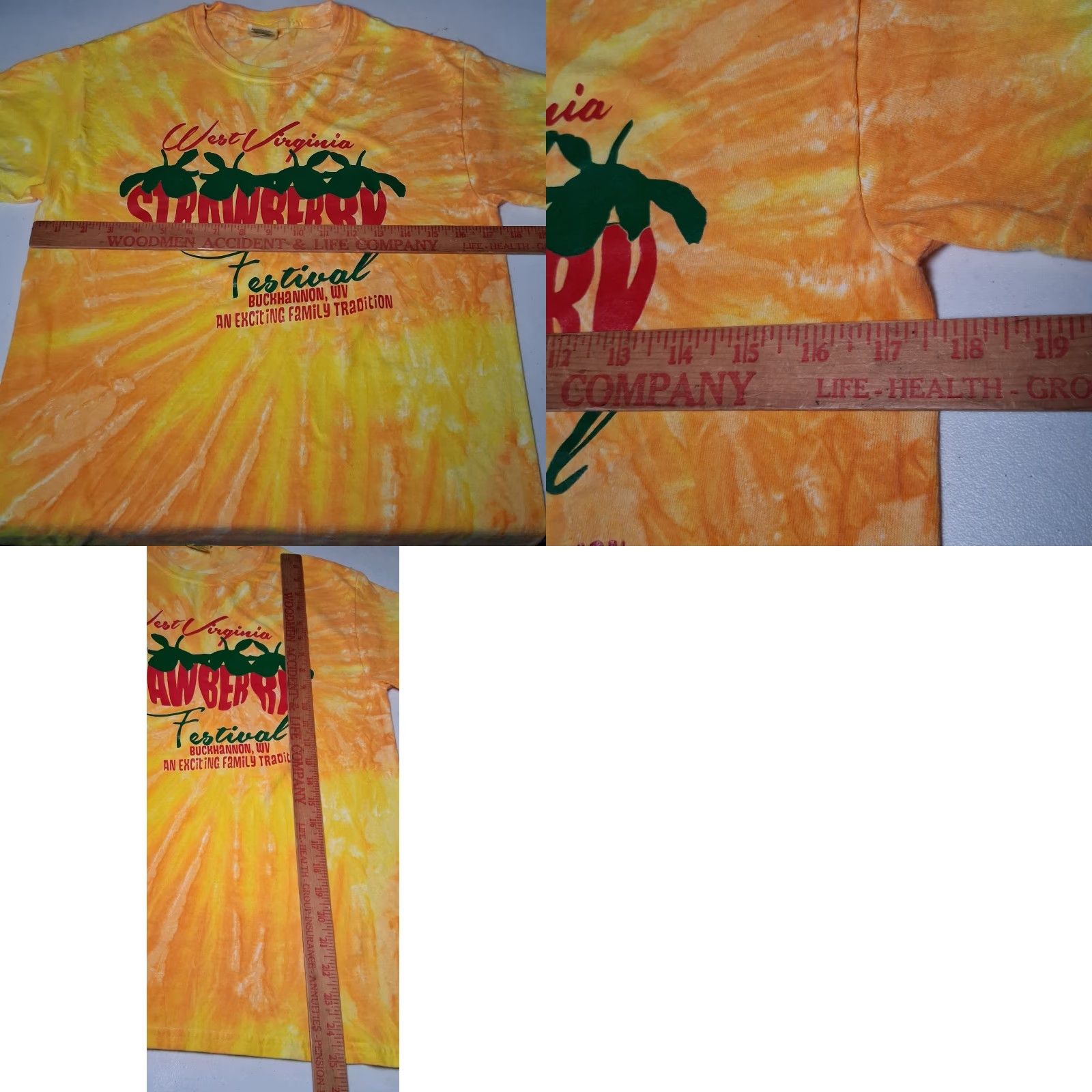 Gildan West Virginia Strawberry Festival Shirt Small Yellow Orange Tie Dye Strawberries Shirt Size US S / EU 44-46 / 1 - 8 Thumbnail