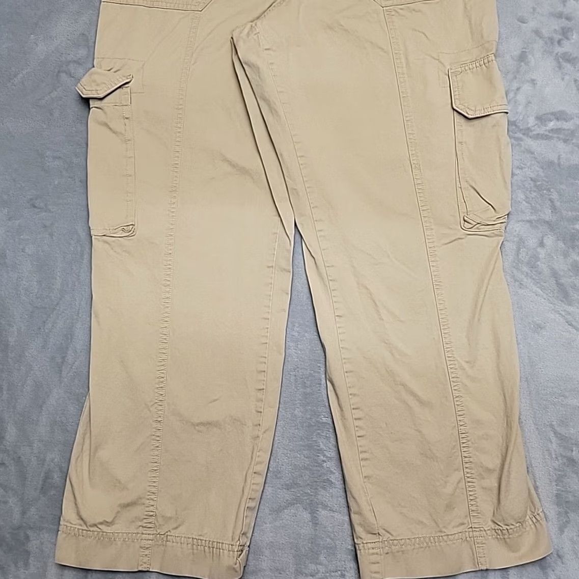 Abercrombie & Fitch Abercrombie & Fitch Cargo Pants Womens 14 Reg Tan Curve Love Loose Baggy Y2K Retro Beige Cotton Pockets Casual Mens Womens Girls Size 36" / US 14 / IT 50 - 2 Thumbnail
