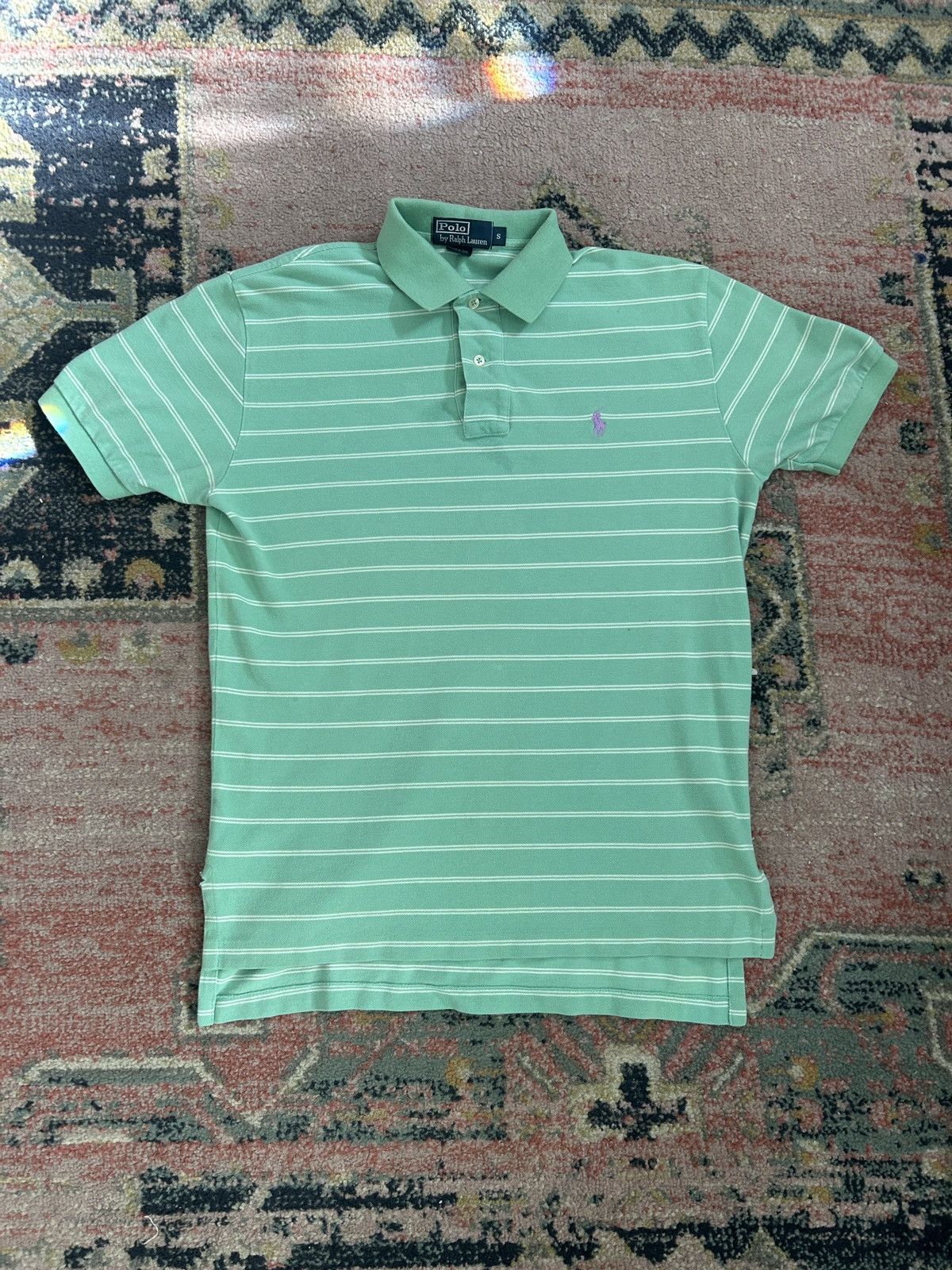Polo Ralph Lauren Polo Ralph Lauren Green Striped Polo Size US S / EU 44-46 / 1 - 1 Thumbnail