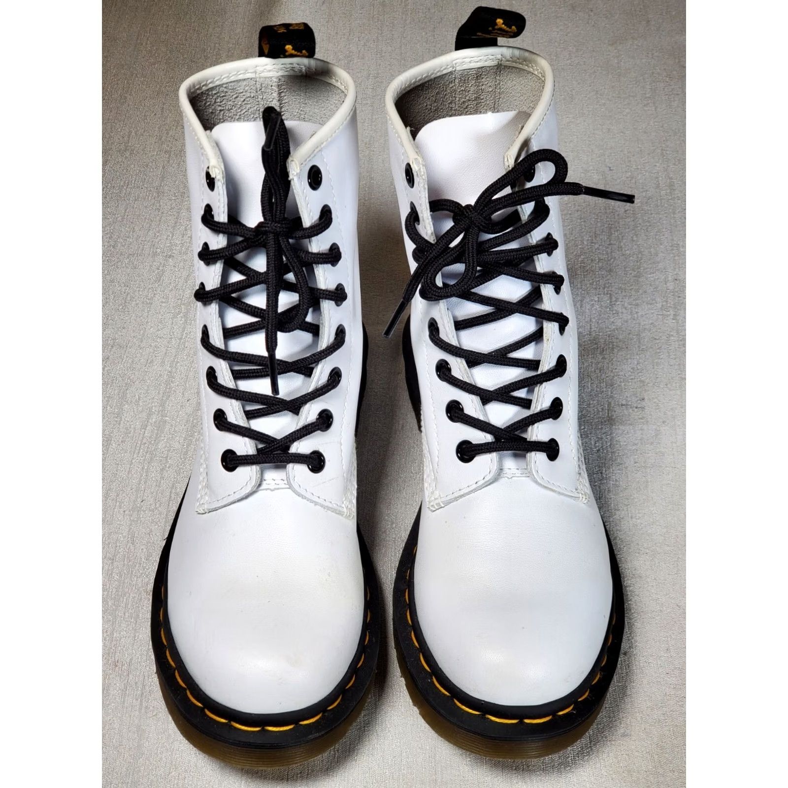 Dr. Martens Dr. Martens 25057 Softy White Leather Lace-Up Boots Women's US 7 Boots Mid-Calf Leather White 90s Punk Grunge Style Women Size US 7 / IT 37 - 6 Thumbnail