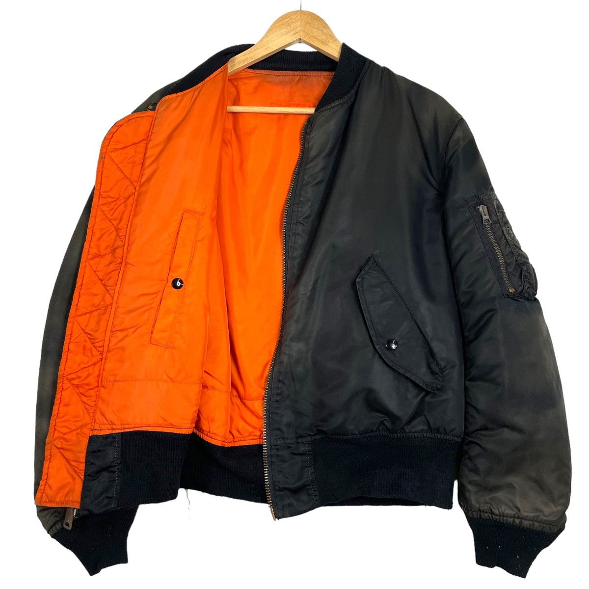 Alpha Industries × Vintage 💥80s SUNFADED BLACK ALPHA INDUSTRIES MA1 RIOT BOMBER Size US M / EU 48-50 / 2 - 8 Thumbnail