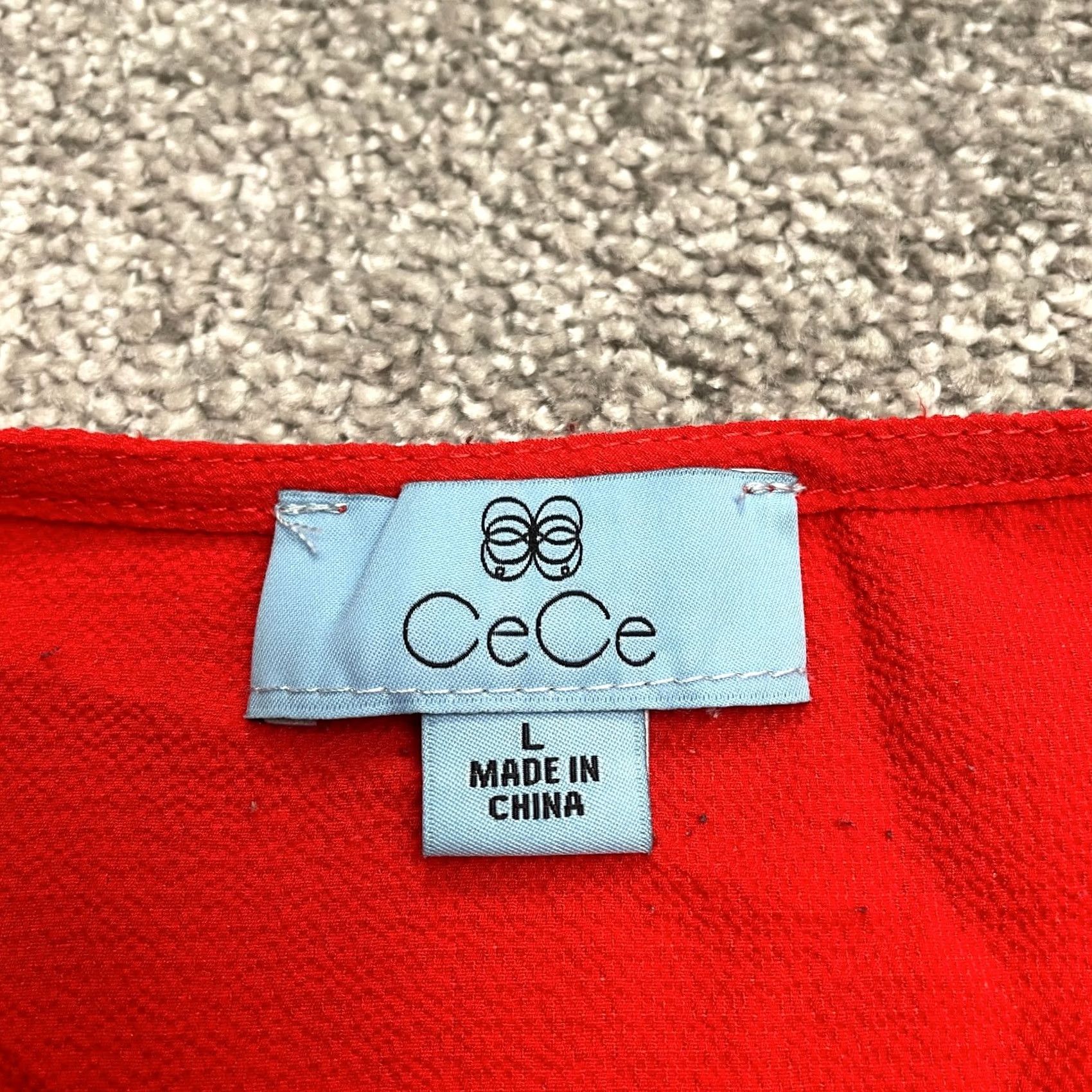 Vintage Cece Blouse Shirt Womens L Red Long Sleeve V-Neck Tie Tunic Casual Work Size L / US 10 / IT 46 - 5 Thumbnail