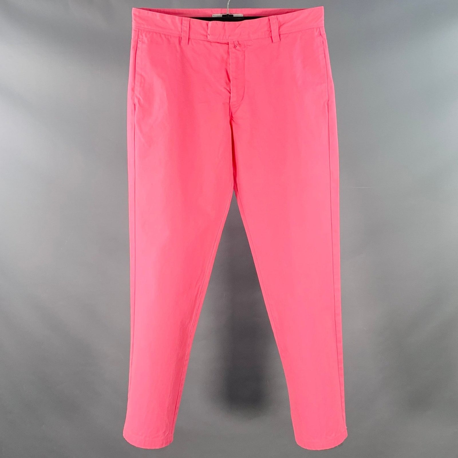 Orlebar Brown Size 32 Neon Pink Cotton Flat Front Tapered Casual Pants Size US 32 / EU 48 - 1 Thumbnail