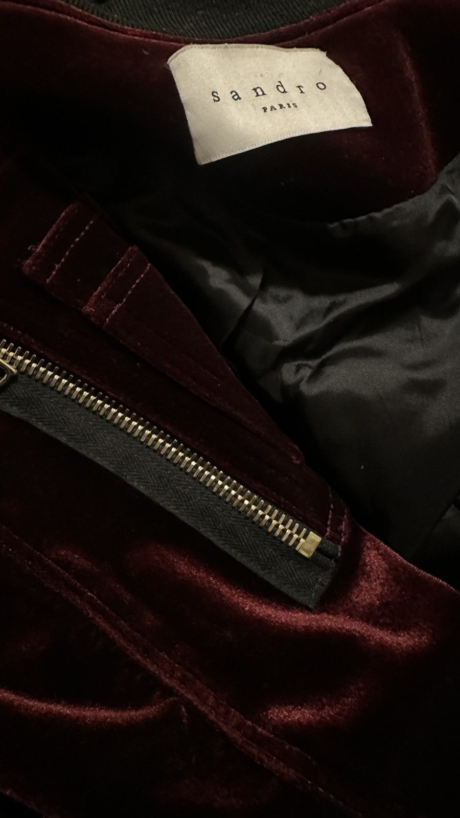 Sandro Sandro Velvet Bomber Jacket Size L / US 10 / IT 46 - 5 Thumbnail