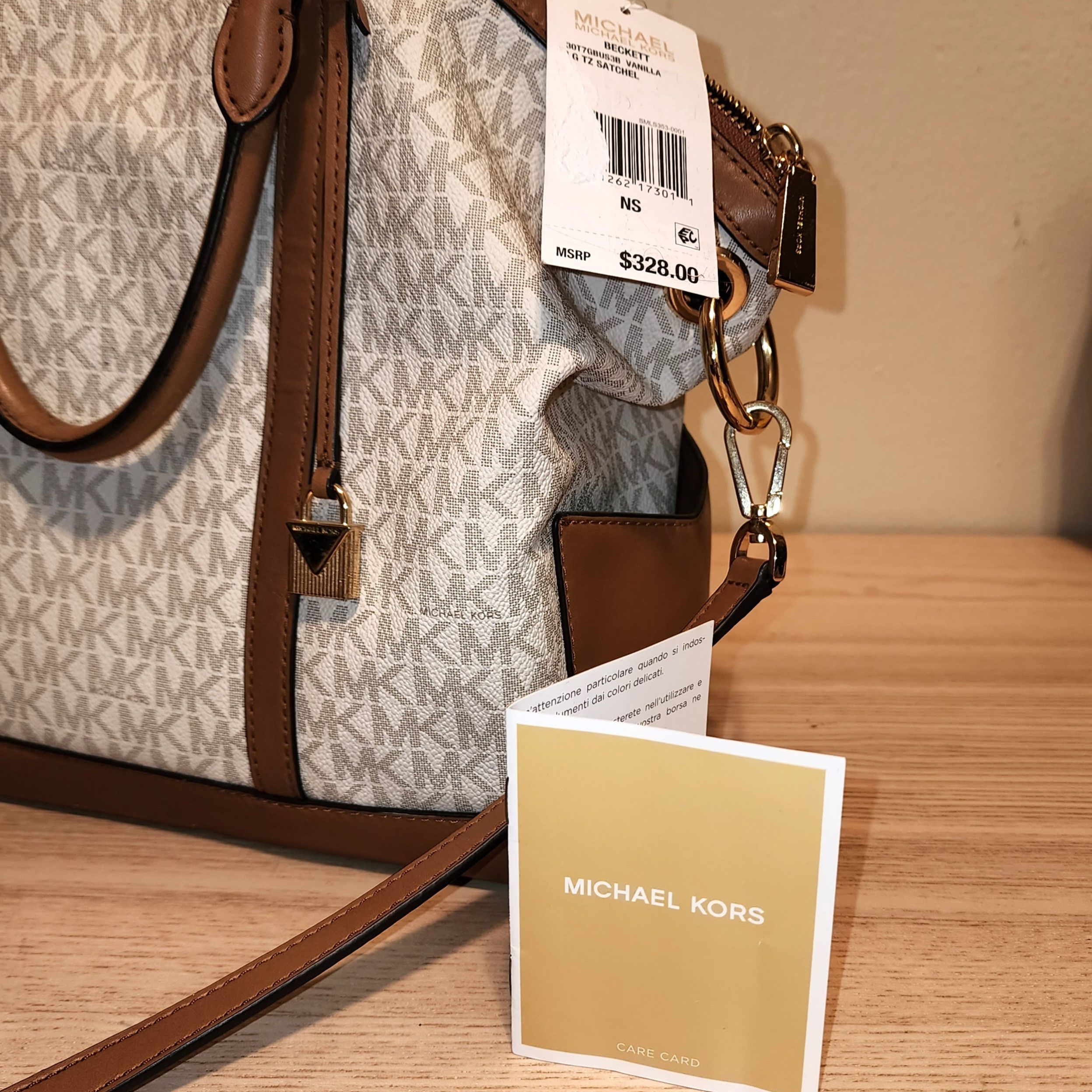 Michael Kors Michael Kors Signature Beckett Lg Satchel Acorn Vanilla Bag Size ONE SIZE - 7 Thumbnail