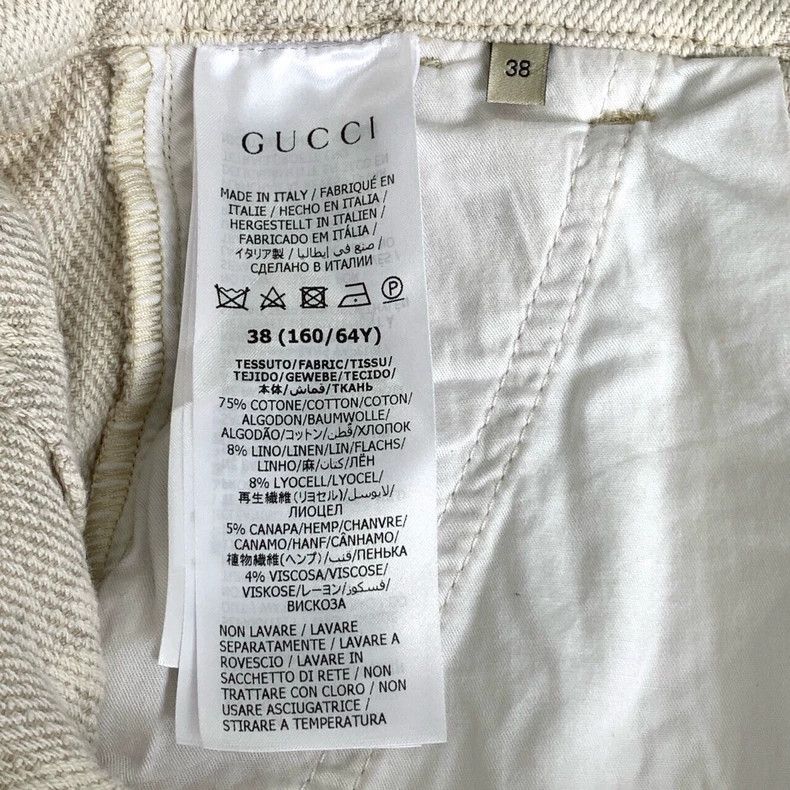 Gucci Gucci Logo letter full print beige cotton casual pants shor Size US 38 / EU 54 - 6 Thumbnail