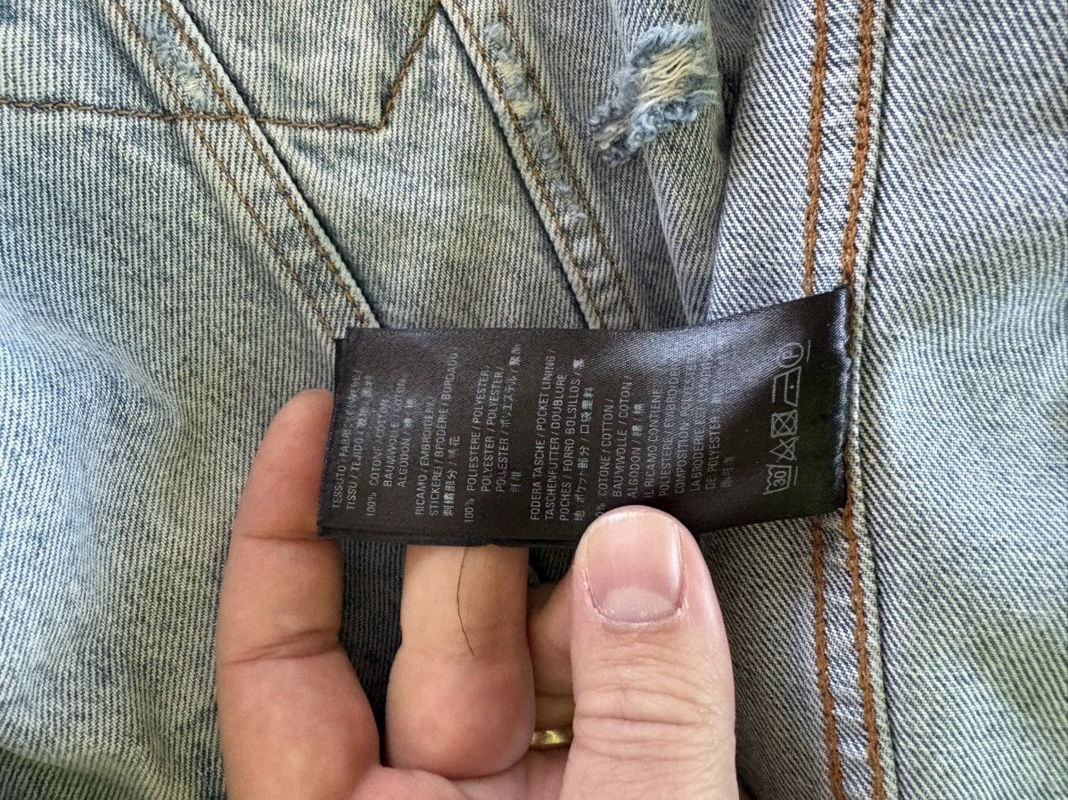 Balenciaga BALENCIAGA DENIM JACKET DISTRESSED BLUE WITH BACK EMBROIDERY Size US L / EU 52-54 / 3 - 7 Thumbnail