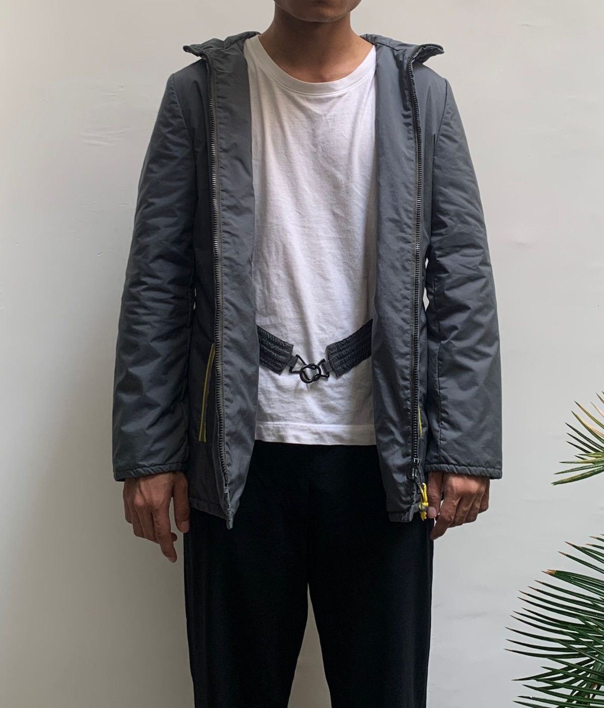 90s MIU MIU leather nylon blouson