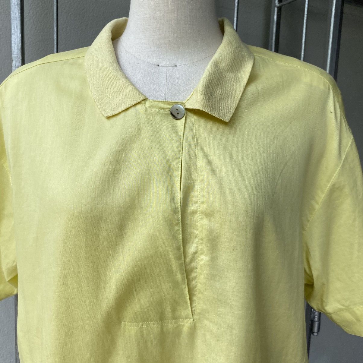 Lancel LANCEL Yellow Embroidered Short-Sleeve Shirt with Logo Back Size L / US 10 / IT 46 - 15 Thumbnail