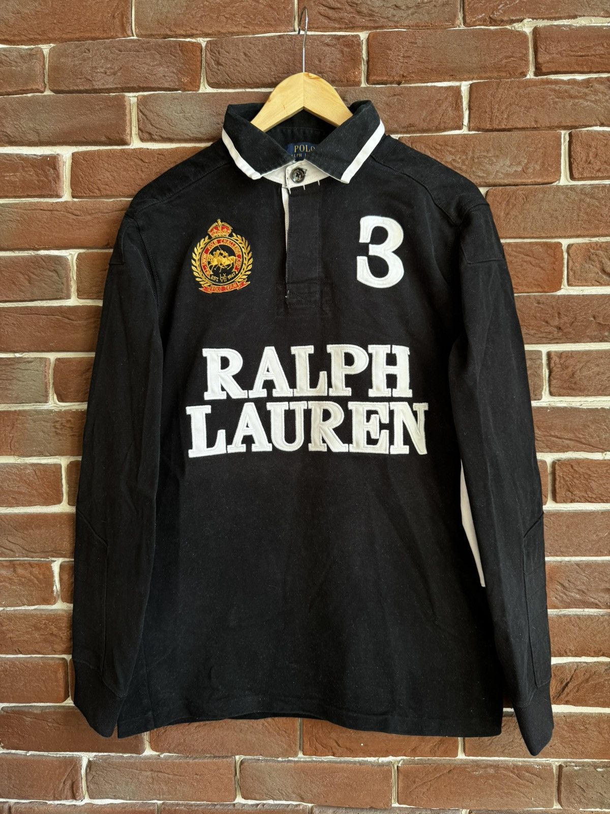 Vintage Rugby Long Sleeve Polo Ralph Lauren PRL #3 Big Logo