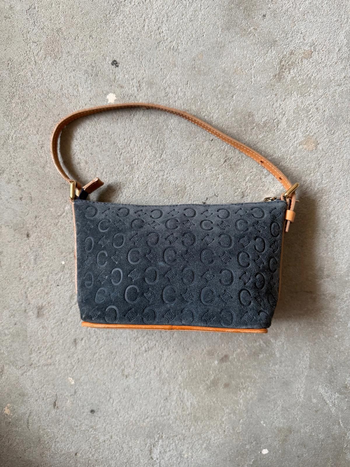 Celine Celine C Macadam Suede Mini Shoulder Bag Navy/Beige Size ONE SIZE - 2 Thumbnail