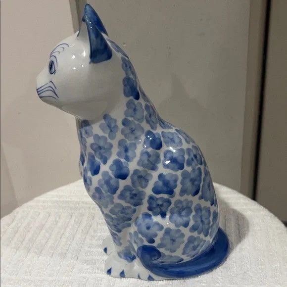 Other Blue and White Ceramic Cat Figurine Size XS / US 0-2 / IT 36-38 - 2 Thumbnail