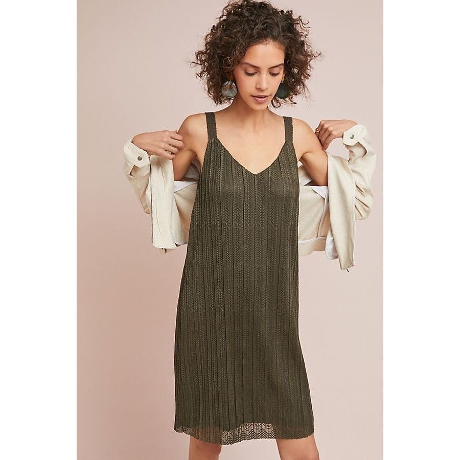 Anthropologie Anthropologie Meadow Rue | Moss Prespa Pleated Dress | 14 Size XL / US 12-14 / IT 48-50 - 3 Thumbnail