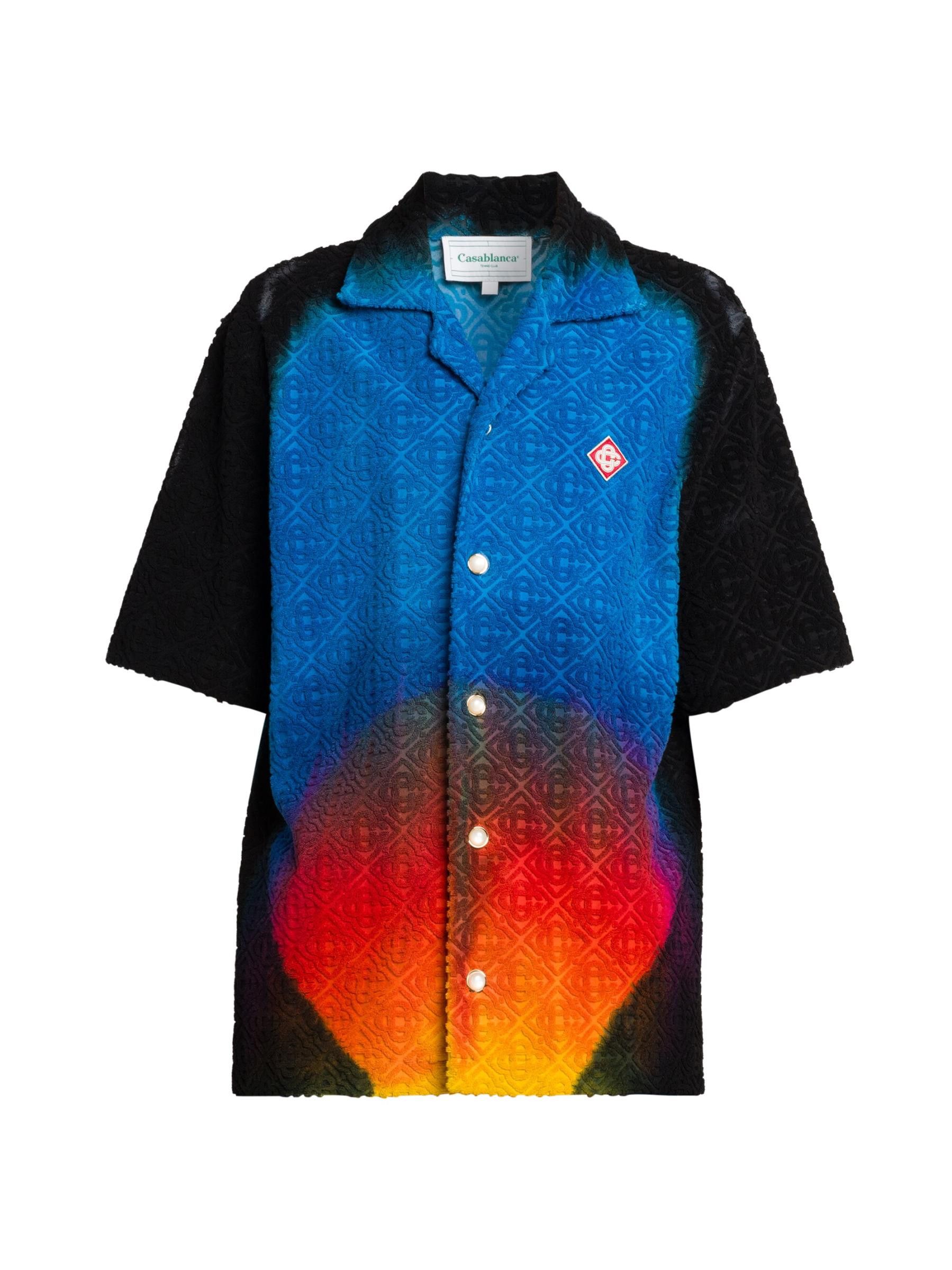 Casablanca os11x0725 Camp Collar Jacquard Monogram Shirt in Multicolor Size US XL / EU 56 / 4 - 1 Thumbnail