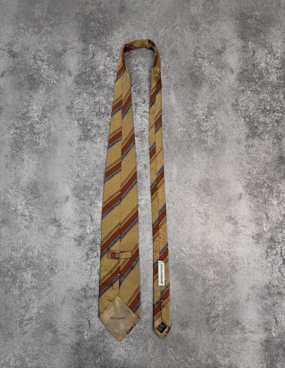 Dolce & Gabbana Dolce & Gabbana Tie Gold / Brown Logo Stripe Size ONE SIZE - 4 Thumbnail