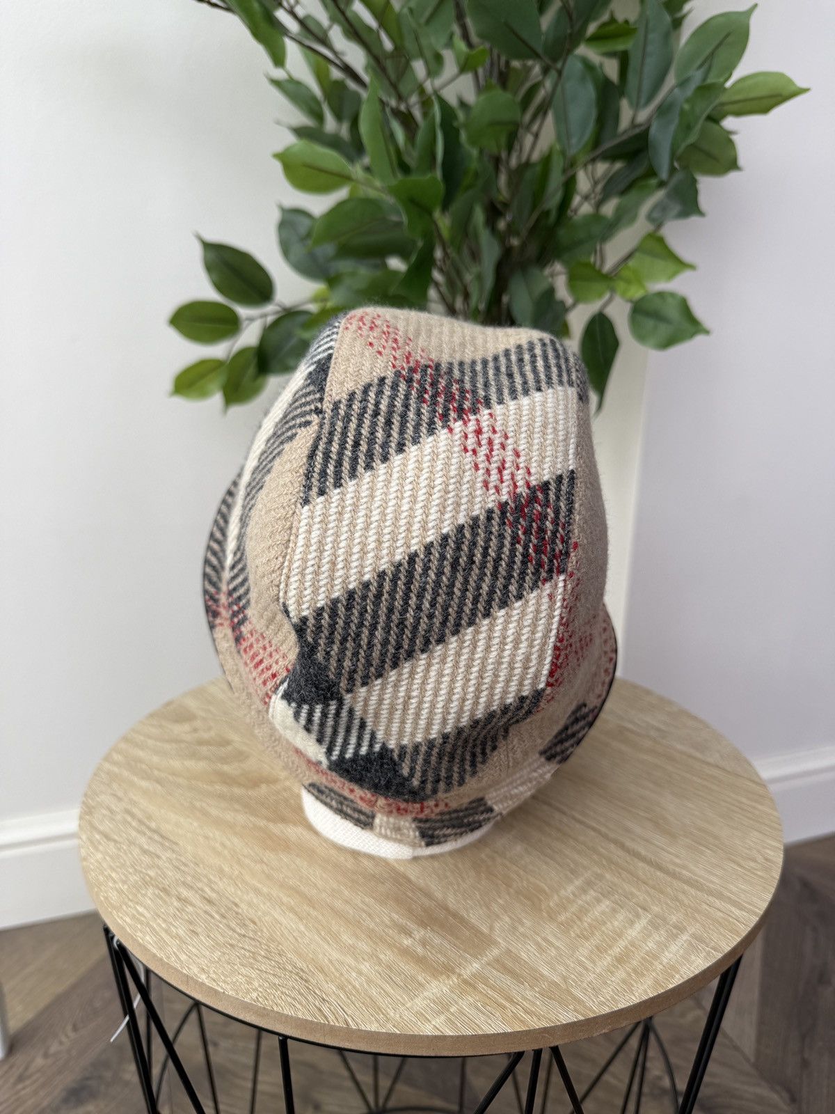 Burberry Vintage Burberry Bucket Hat Wool Leather Trim Nova Check Size ONE SIZE - 5 Thumbnail