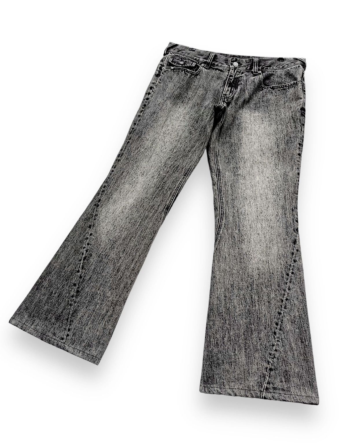 Seditionaries 🔥FYE🔥Vintage DAILY NEWS Retro Punk Acid Wash Denim FLARED Size US 34 / EU 50 - 6 Thumbnail