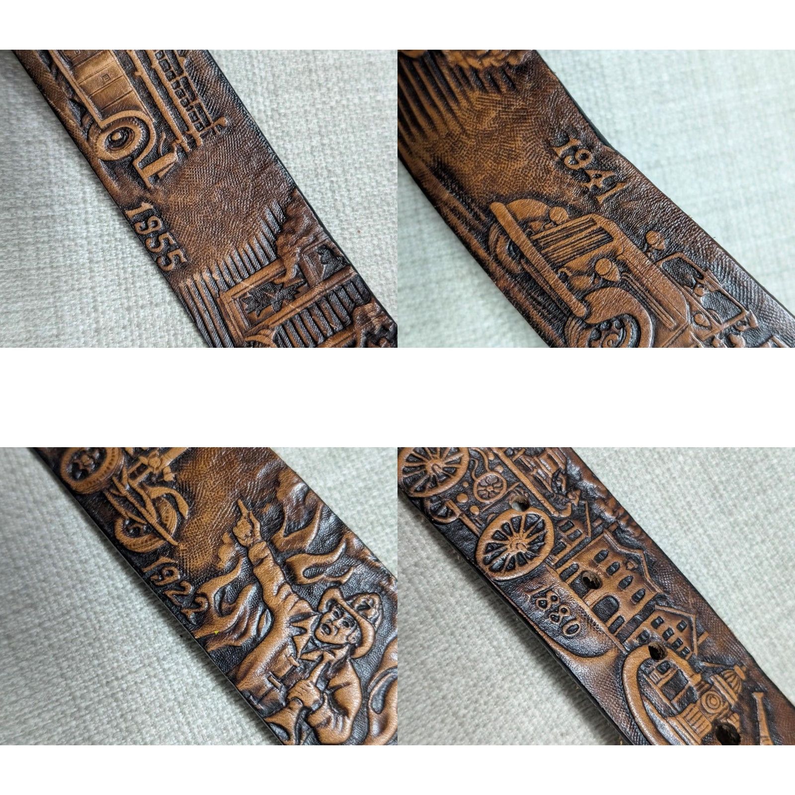 Vintage VINTAGE handcrafted USA made FIREFIGHTER leather Western belt 40 brown 1-1/2" belt Western Mens Fire Department pattern 40/42 decade Size 40 - 9 Thumbnail