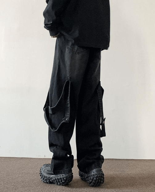 Japanese Brand × Jean Men's cool washed distressed loose straight cargo jeans Size US 32 / EU 48 - 3 Thumbnail
