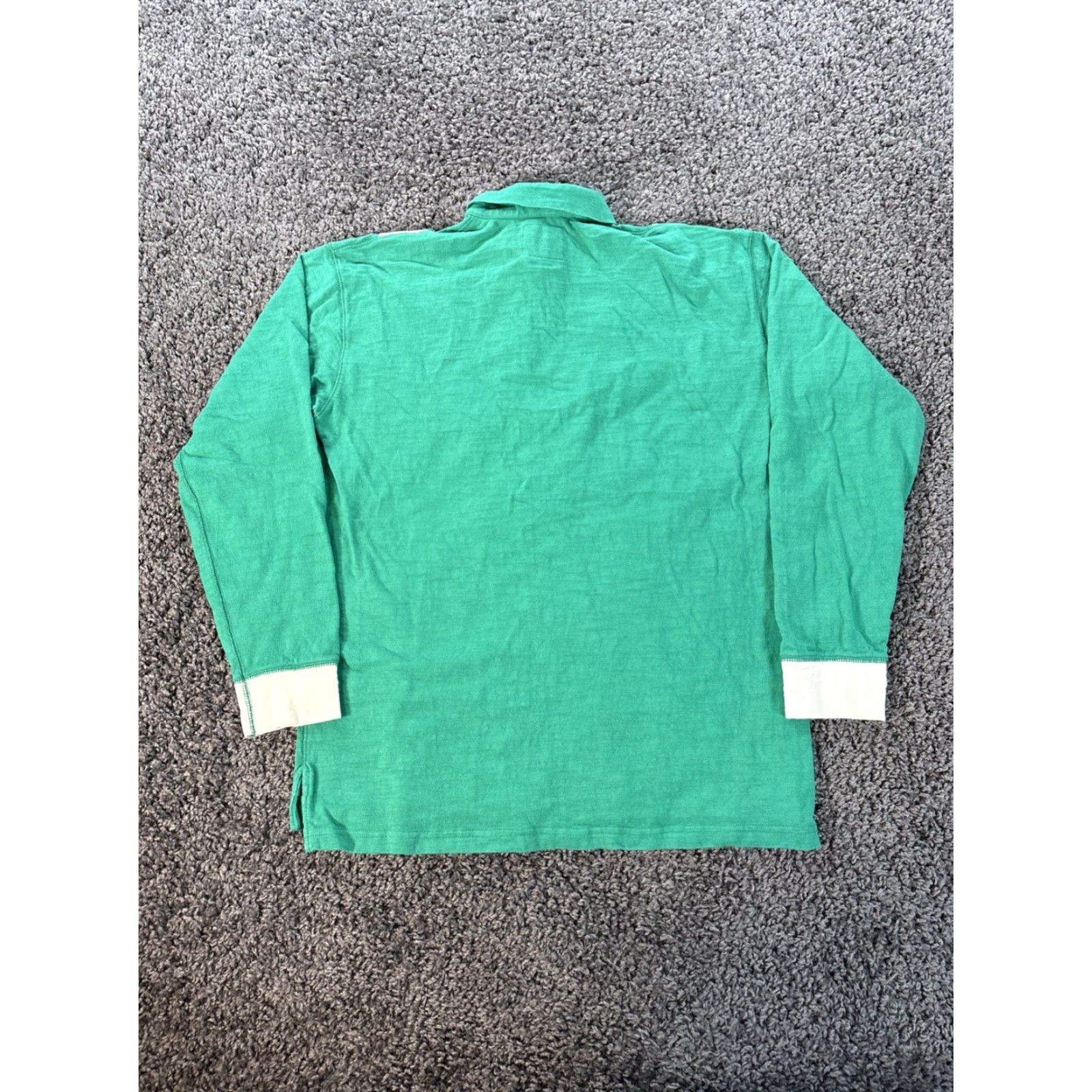 Vintage Drake's Polo Rugby Shirt Mens 38 Green Cotton Chevron Fléme Vneck Collared Shirt Size US M / EU 48-50 / 2 - 5 Thumbnail